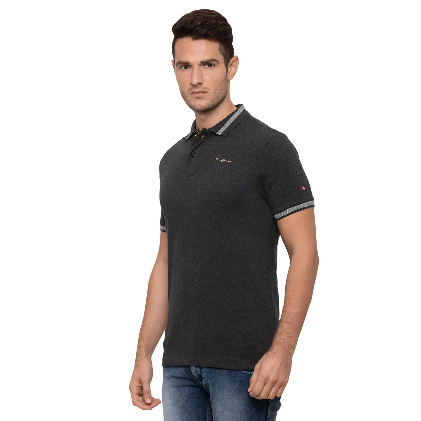 Black Regular Fit Men's Polo T-Shirt by Being Human Clothing - Image 4