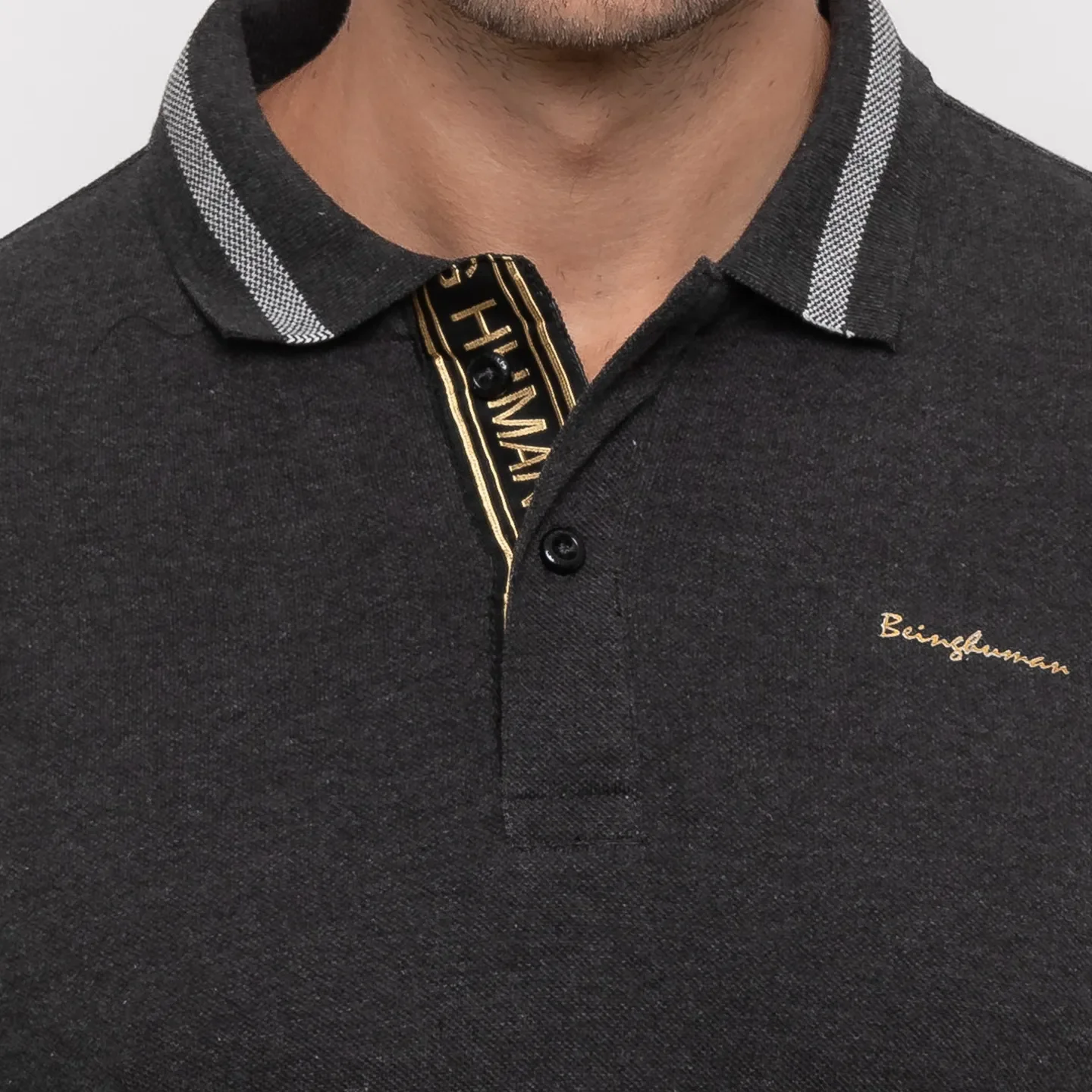Black Regular Fit Men's Polo T-Shirt by Being Human Clothing - Image 5