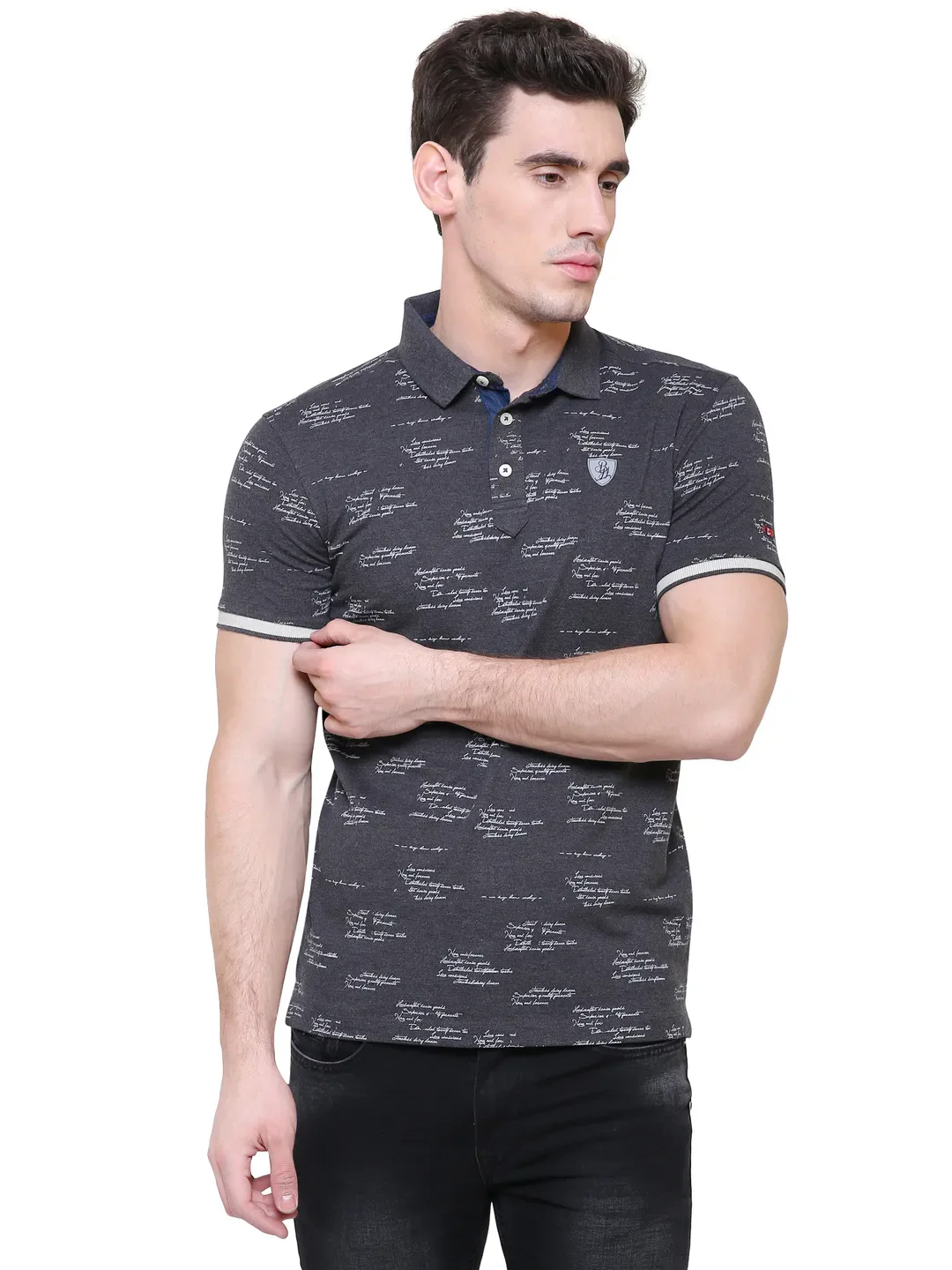 Black Regular Fit Men's Polo T-Shirt by Being Human Clothing - Image 2