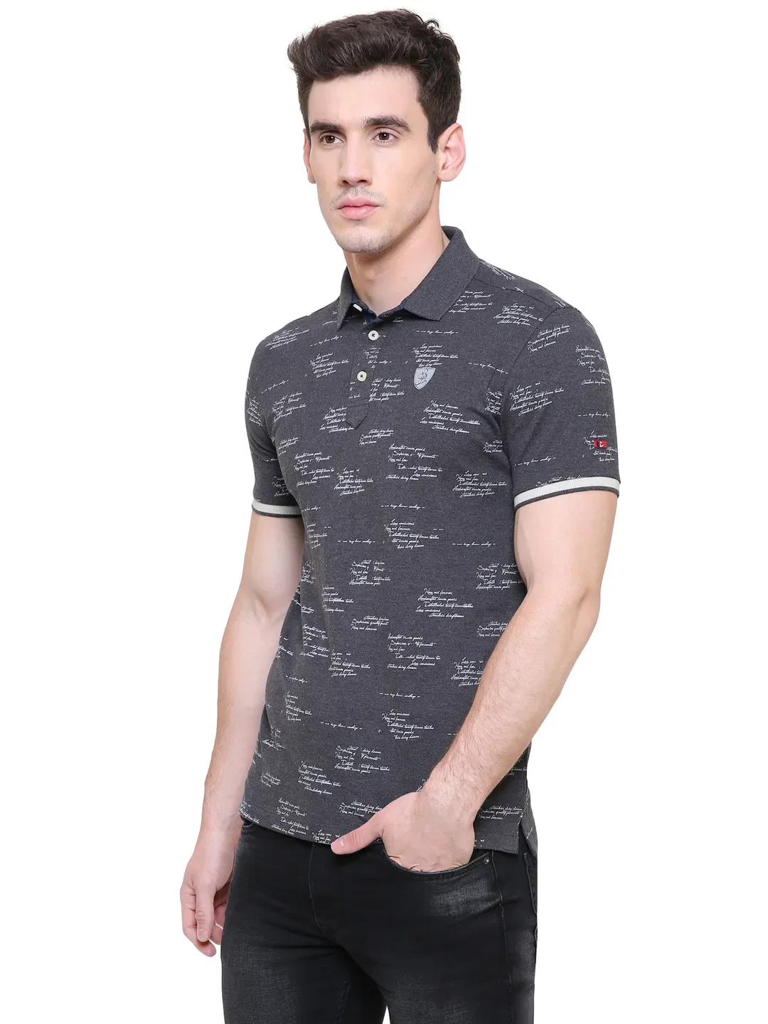Black Regular Fit Men's Polo T-Shirt by Being Human Clothing - Image 3