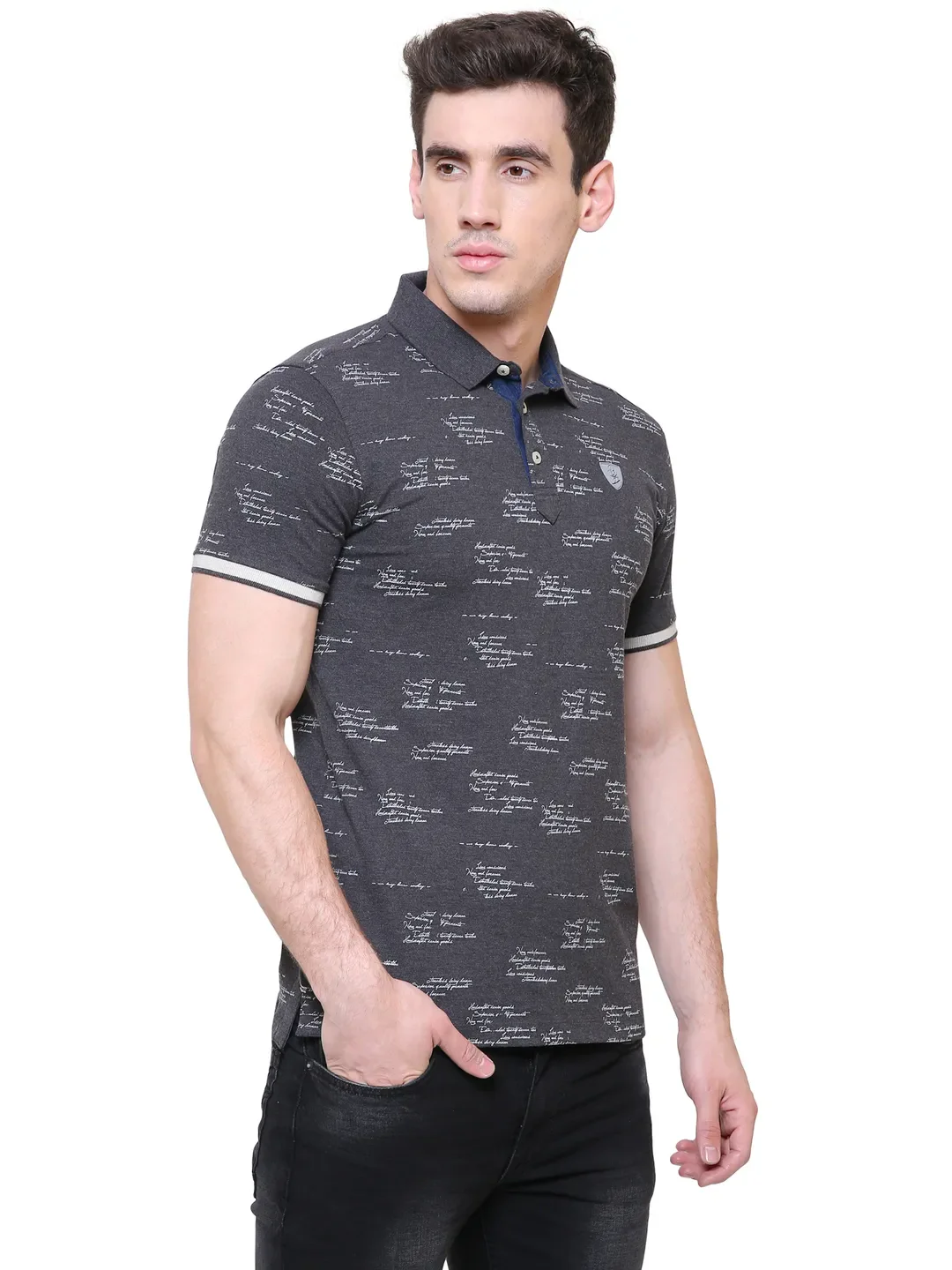 Black Regular Fit Men's Polo T-Shirt by Being Human Clothing - Image 4