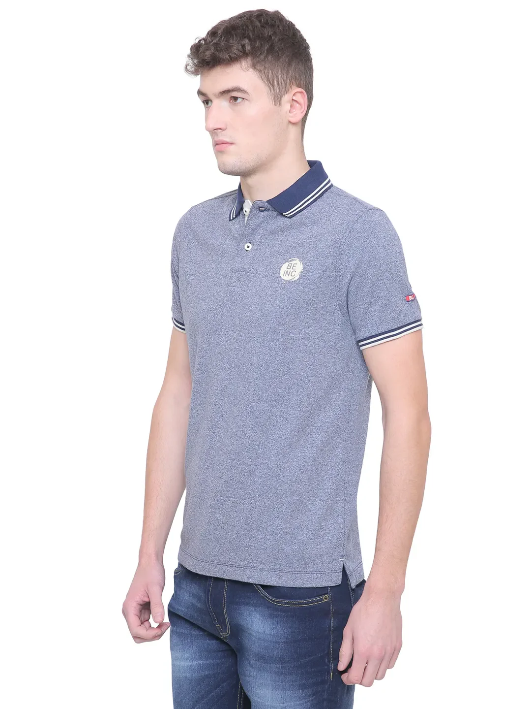 Blue Regular Fit Men's Polo T-Shirt by Being Human Clothing - Image 2