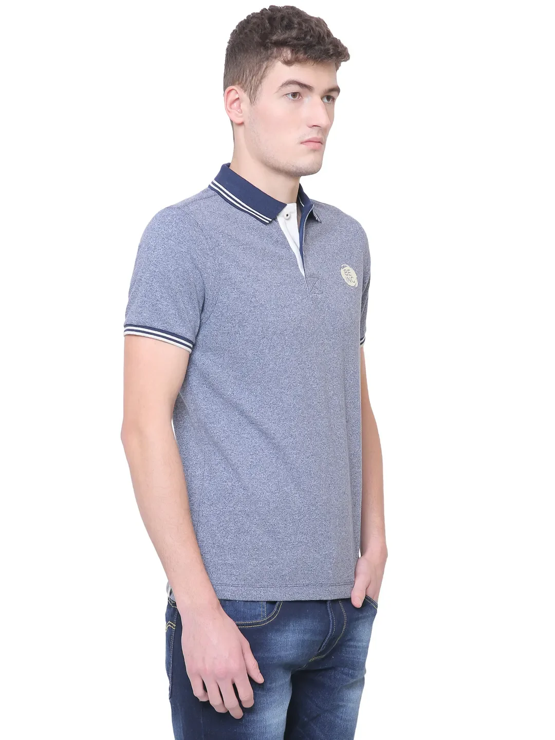 Blue Regular Fit Men's Polo T-Shirt by Being Human Clothing - Image 3