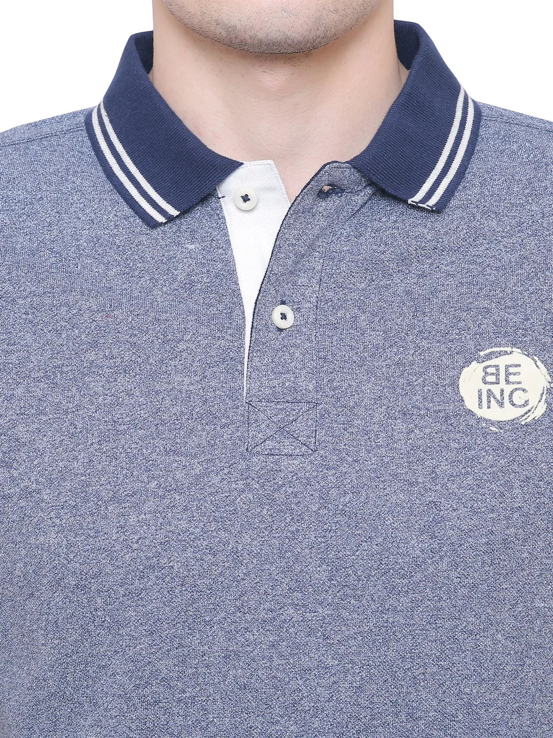 Blue Regular Fit Men's Polo T-Shirt by Being Human Clothing - Image 6
