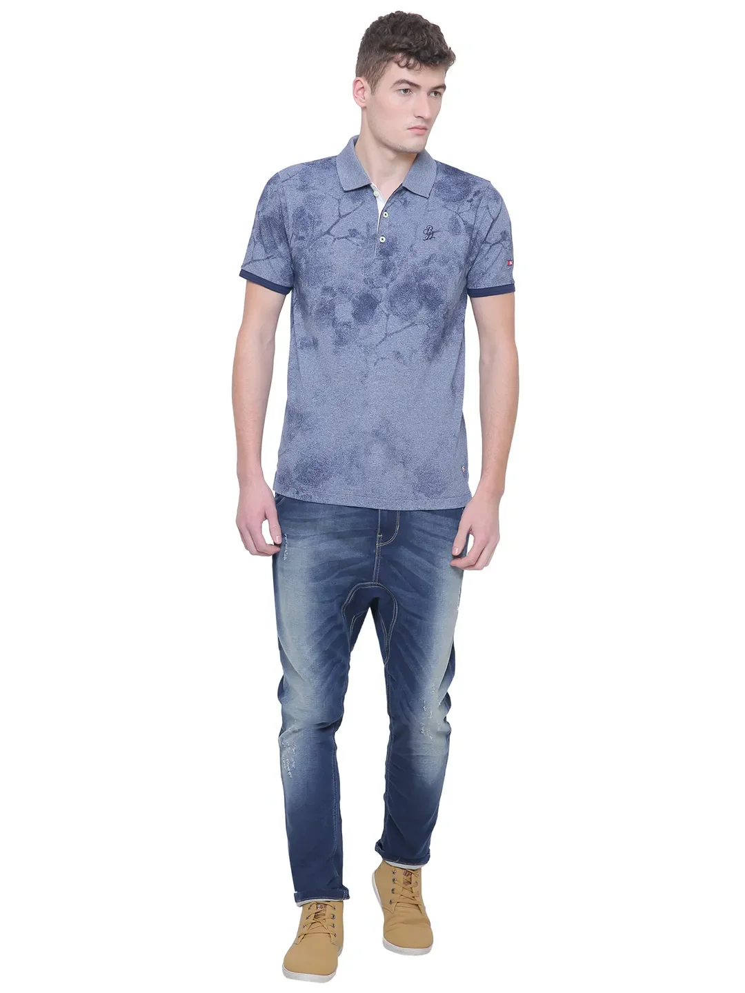 Blue Regular Fit Men's Polo T-Shirt by Being Human Clothing - Image 2
