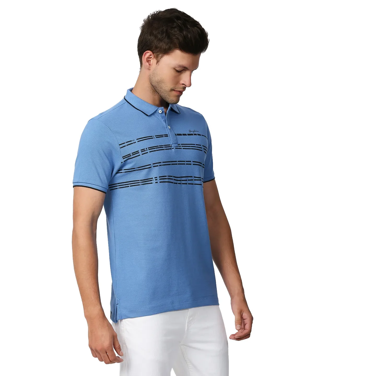 Blue Regular Fit Men's Polo T-Shirt by Being Human Clothing - Image 3