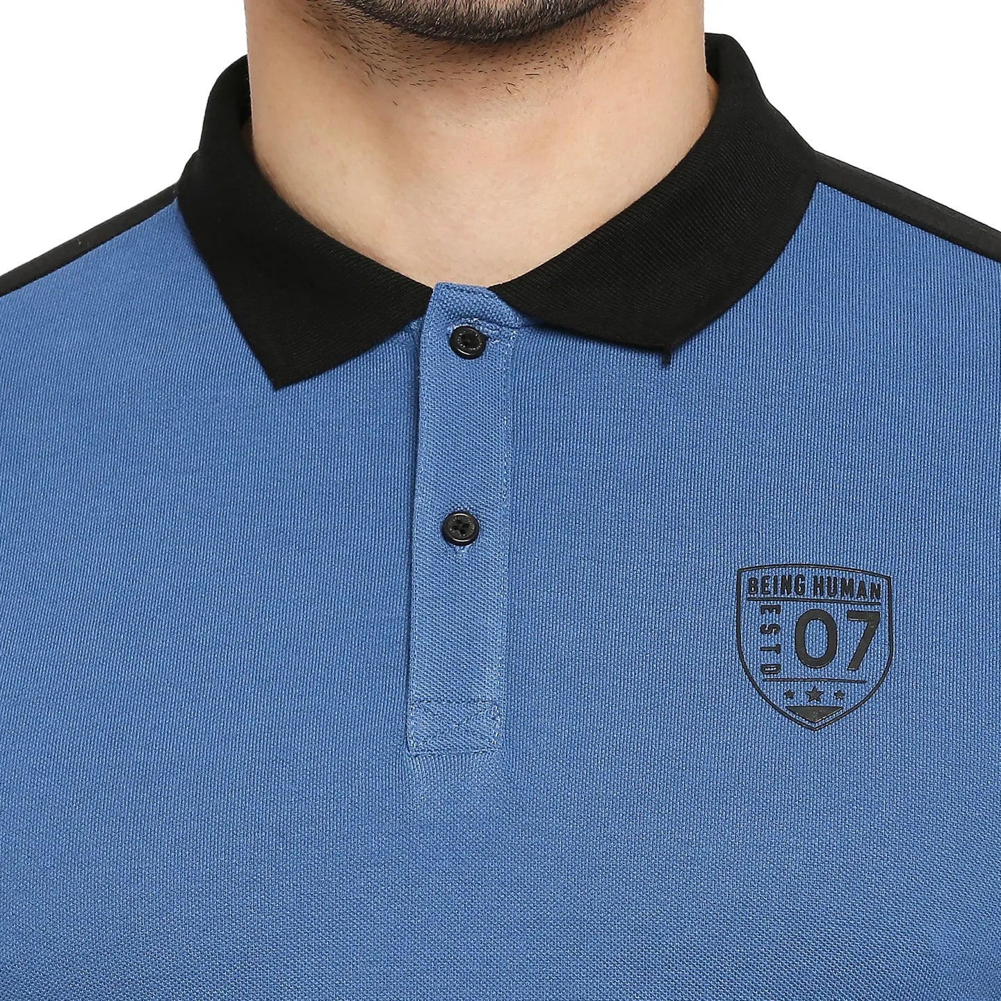 Blue Regular Fit Men's Polo T-Shirt by Being Human Clothing - Image 5