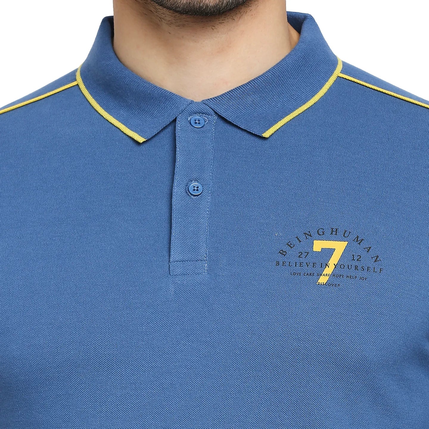 Blue Regular Fit Men's Polo T-Shirt by Being Human Clothing - Image 5