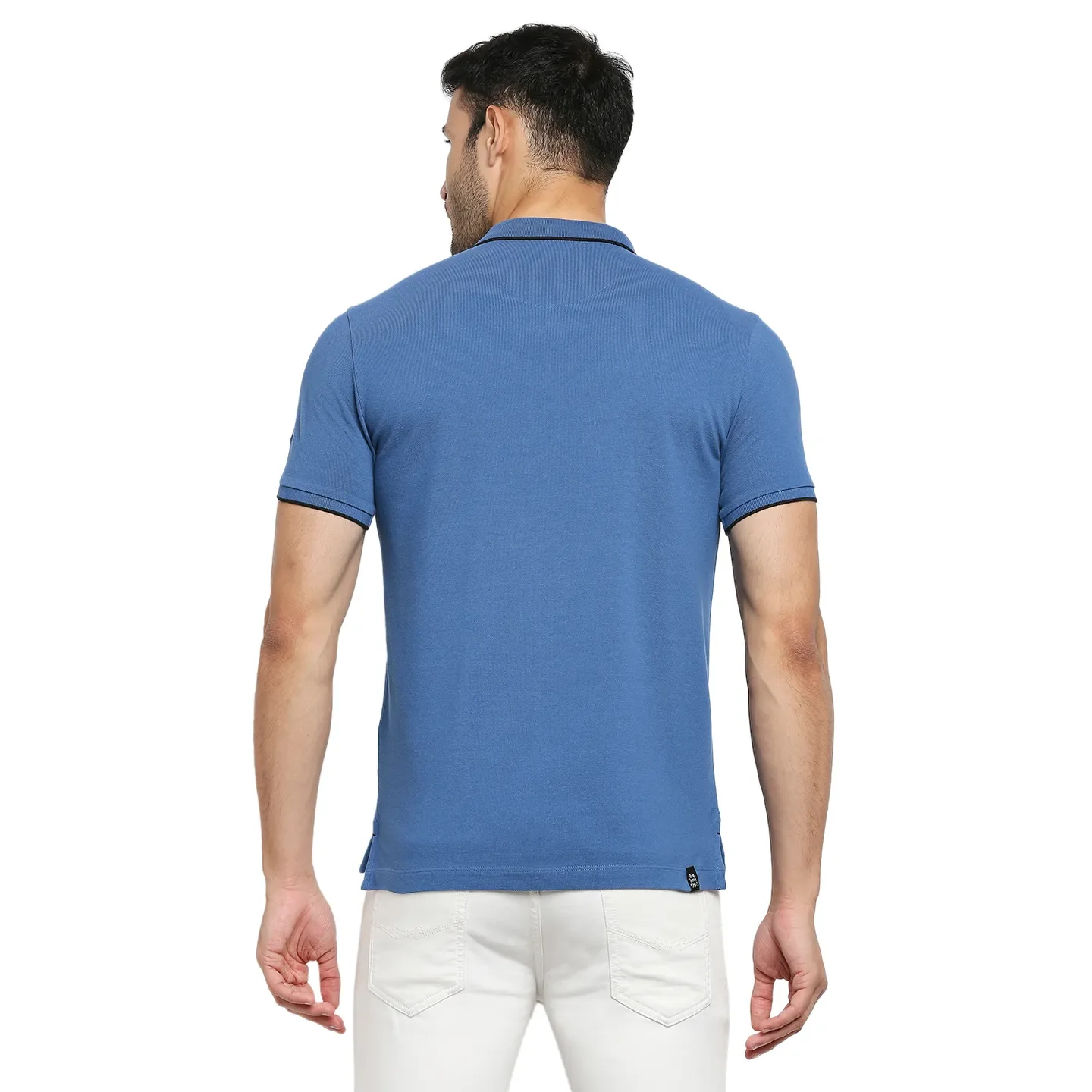 Blue Regular Fit Men's Polo T-shirt by Being Human Clothing - Image 4