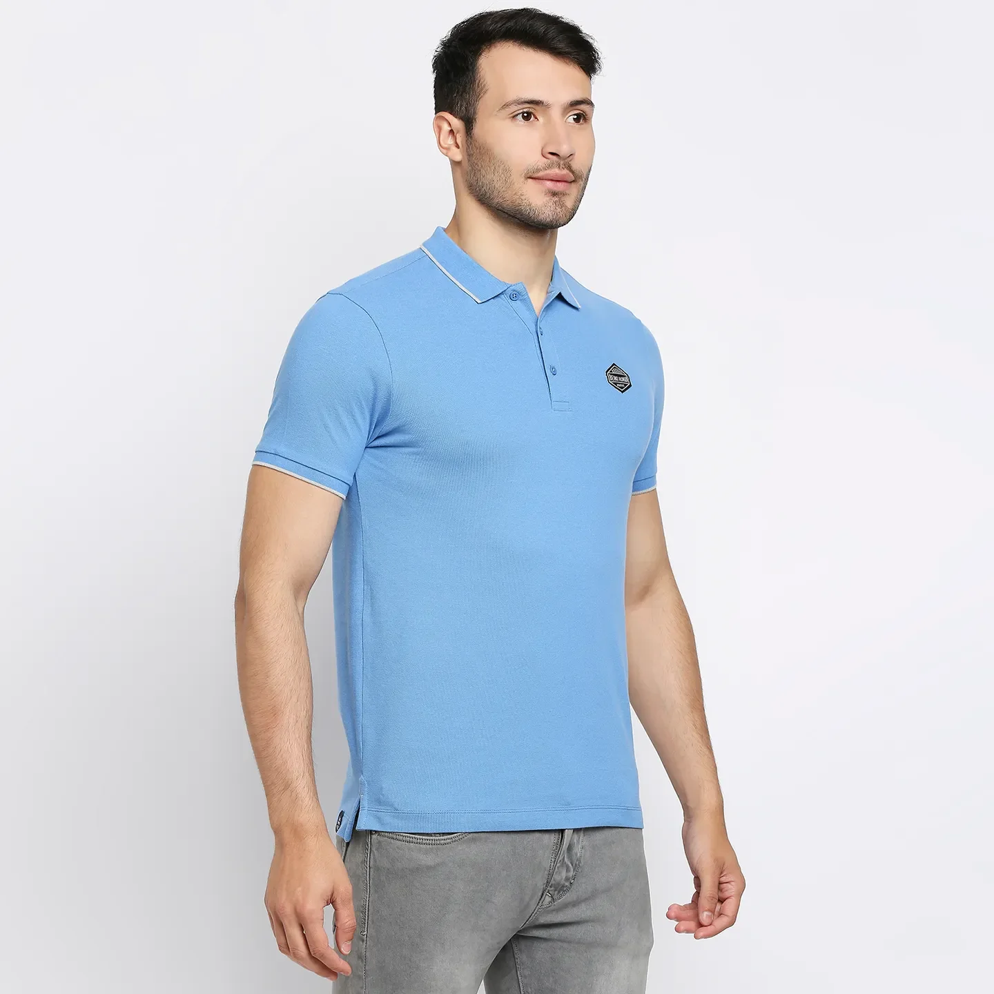 Blue Regular Fit Men's Polo T-Shirt by Being Human Clothing - Image 3
