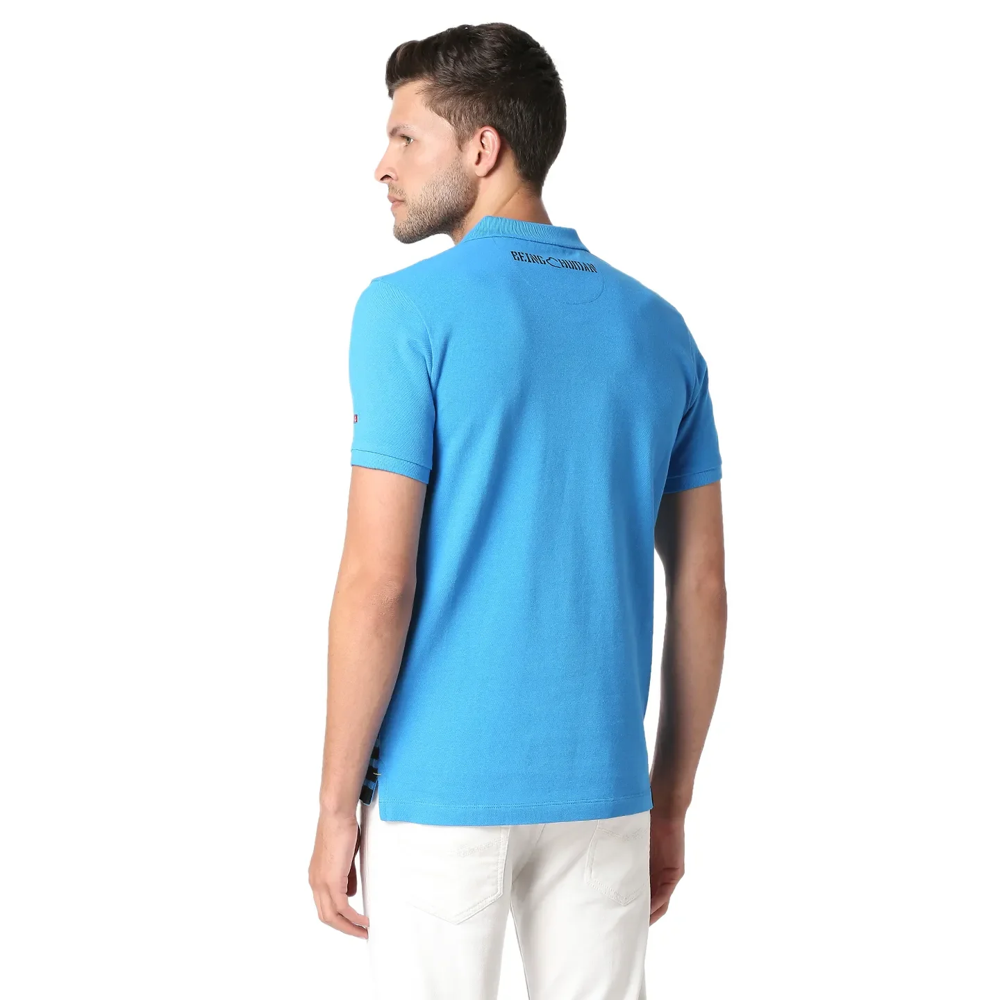 Blue Regular Fit Men's Polo T-Shirt by Being Human Clothing - Image 4