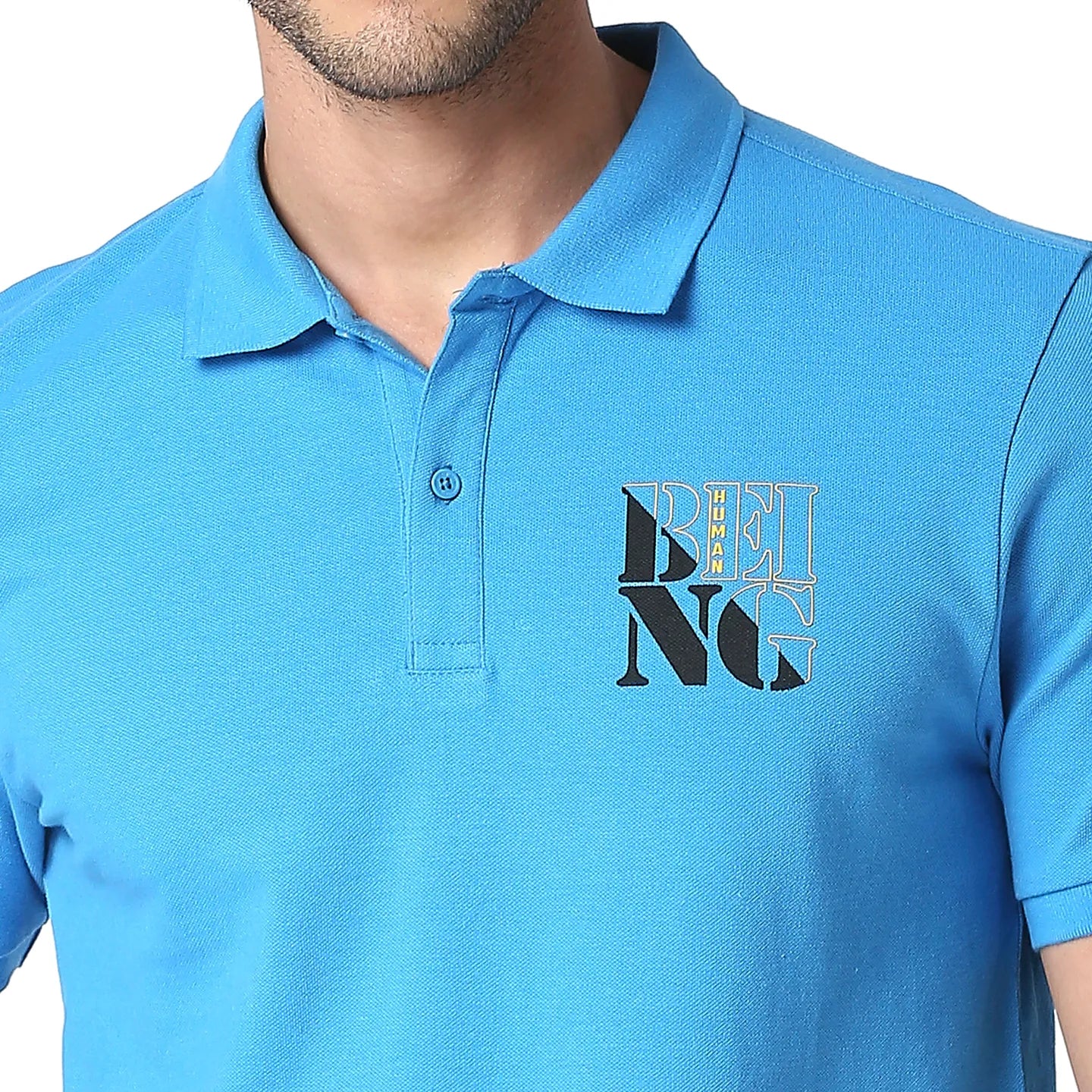 Blue Regular Fit Men's Polo T-Shirt by Being Human Clothing - Image 5