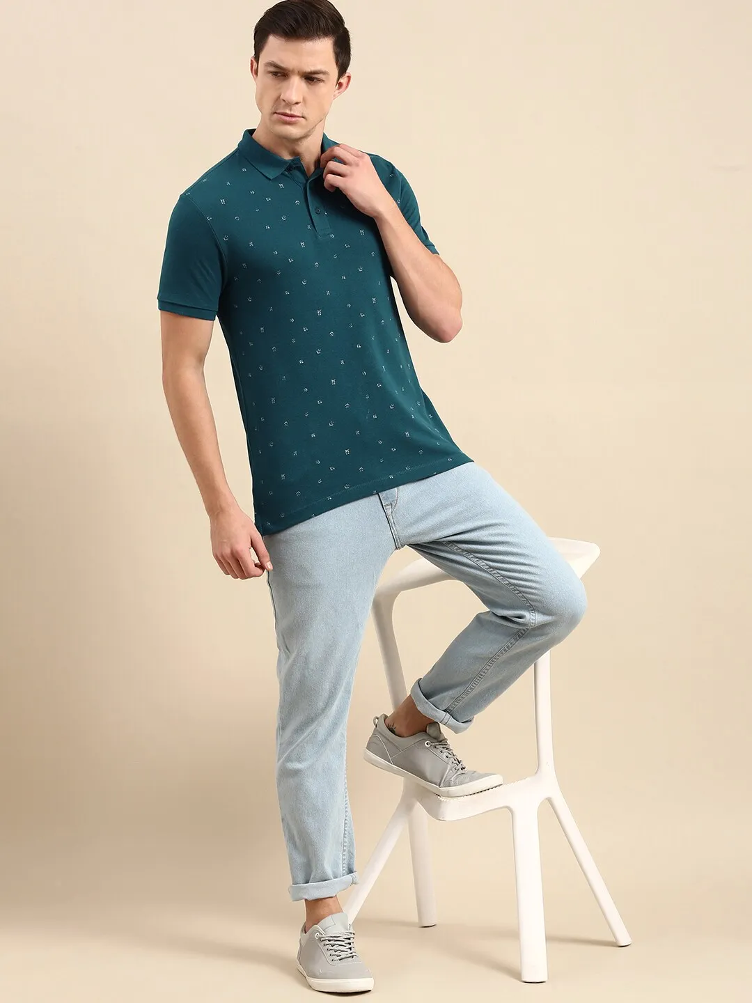 Blue Regular Fit Men's Polo T-Shirt by Being Human Clothing - Image 5