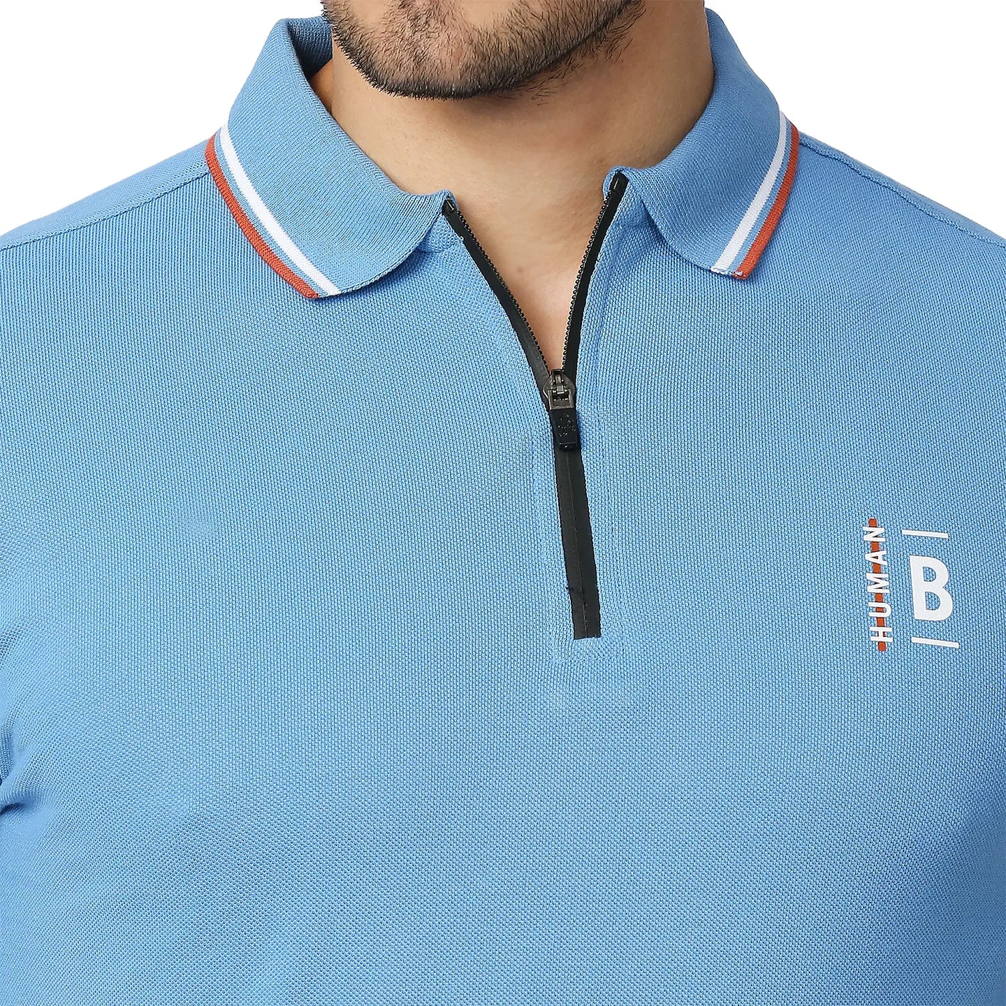 Blue Regular Fit Men's Polo T-Shirt by Being Human Clothing - Image 5