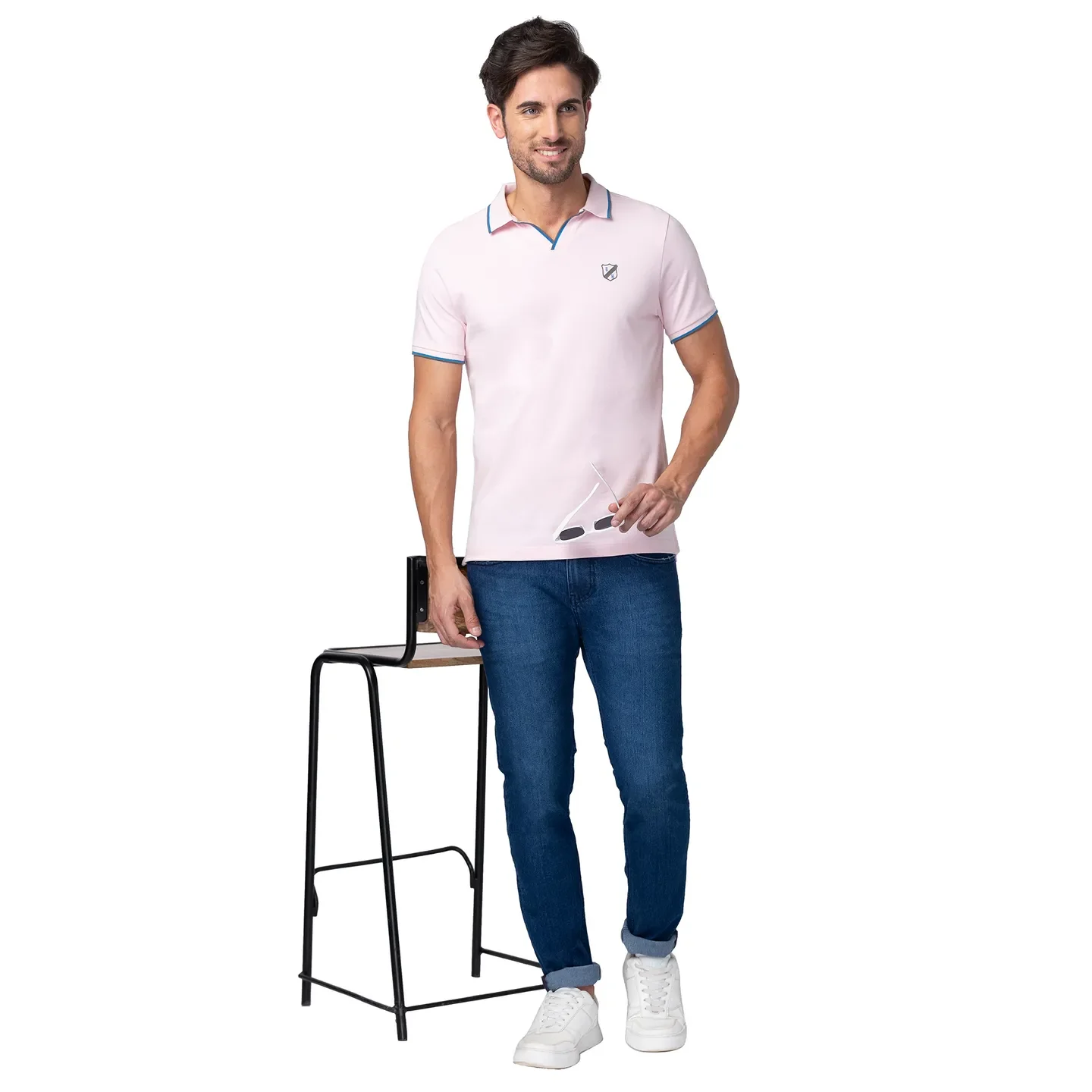 Pink Regular Fit Men's Polo T-Shirt by Being Human Clothing - Image 6