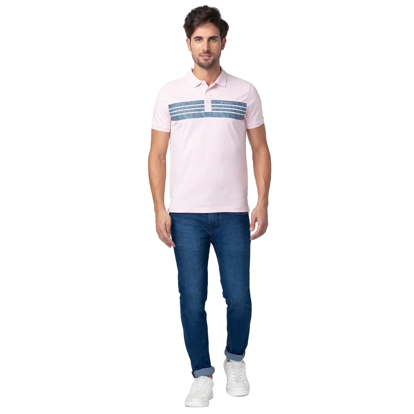 Pink Regular Fit Men's Polo T-Shirt by Being Human Clothing - Image 2