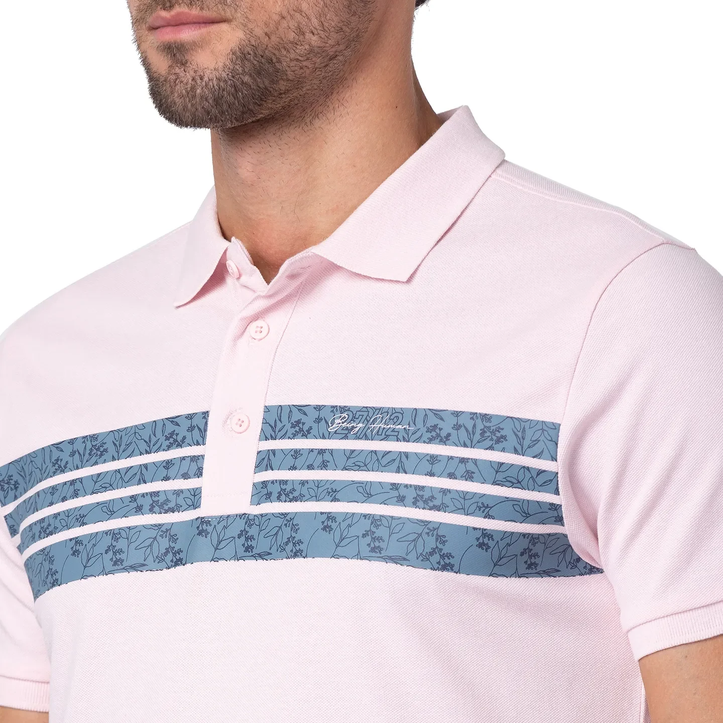 Pink Regular Fit Men's Polo T-Shirt by Being Human Clothing - Image 5
