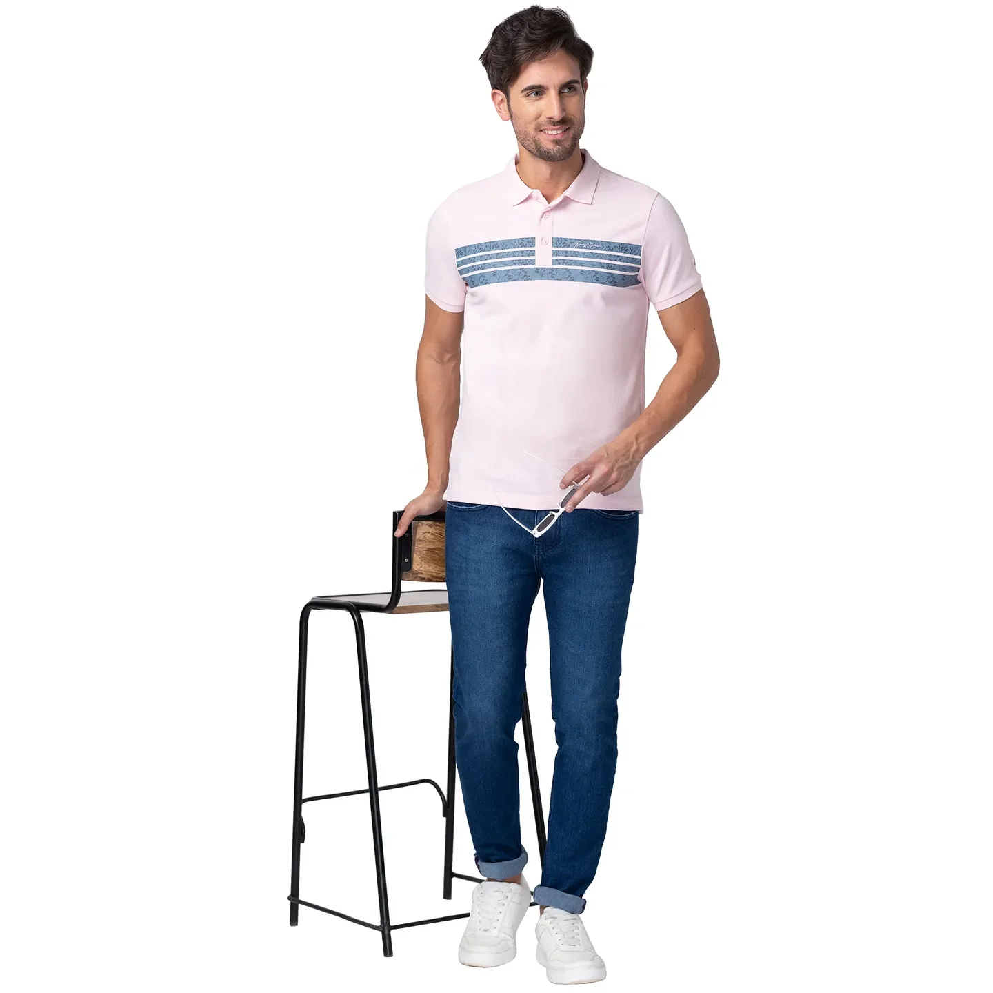 Pink Regular Fit Men's Polo T-Shirt by Being Human Clothing - Image 6