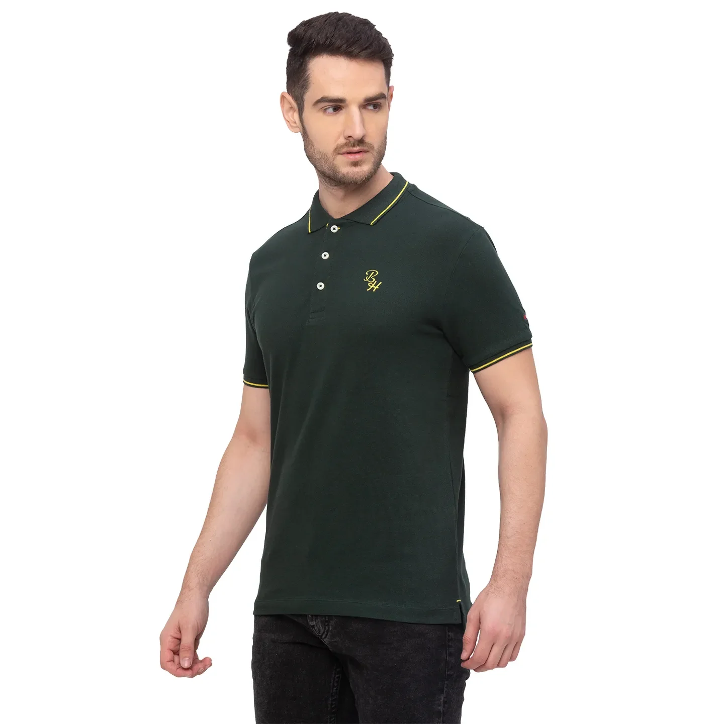 Green Regular Fit Men's Polo T-Shirt by Being Human Clothing - Image 2