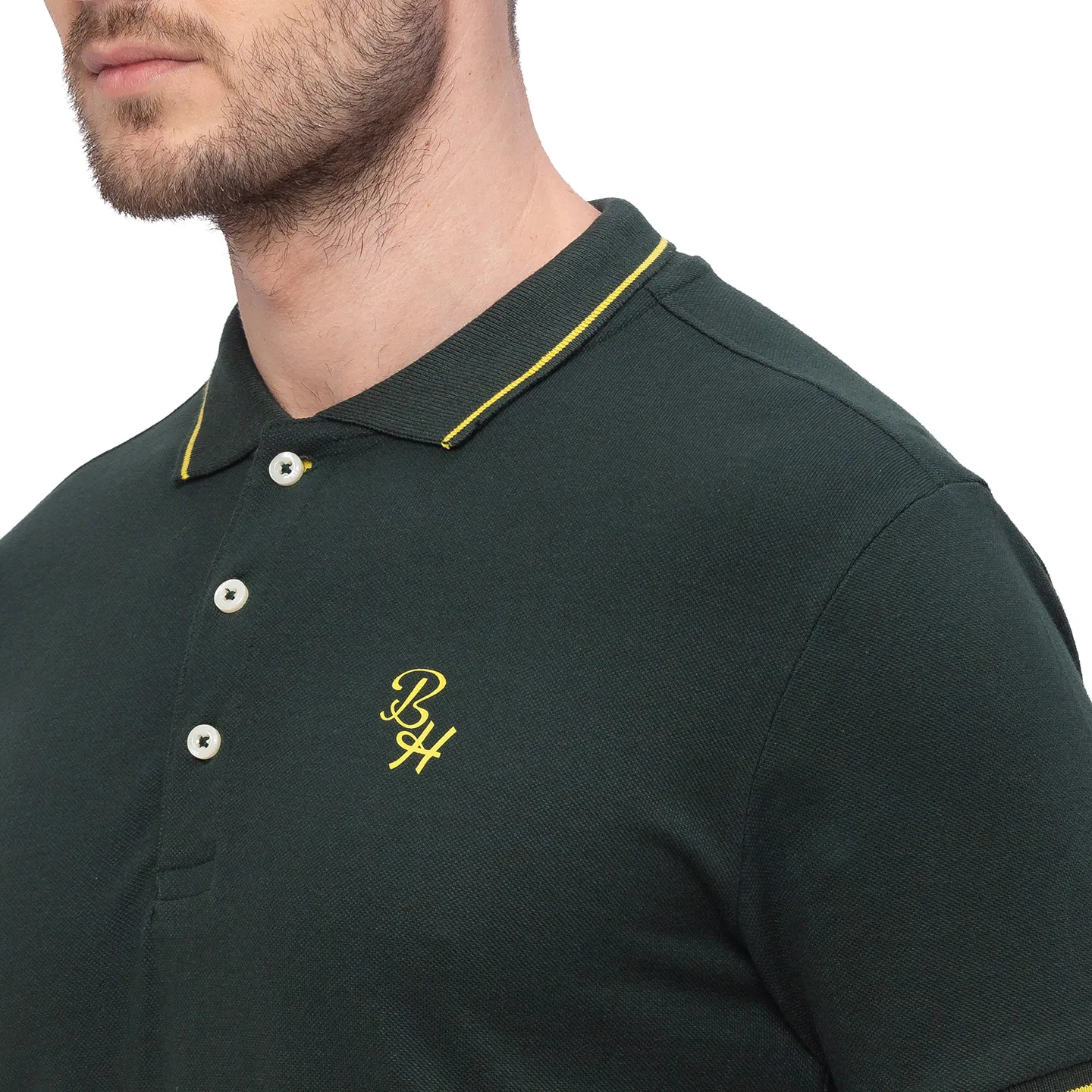 Green Regular Fit Men's Polo T-Shirt by Being Human Clothing - Image 3
