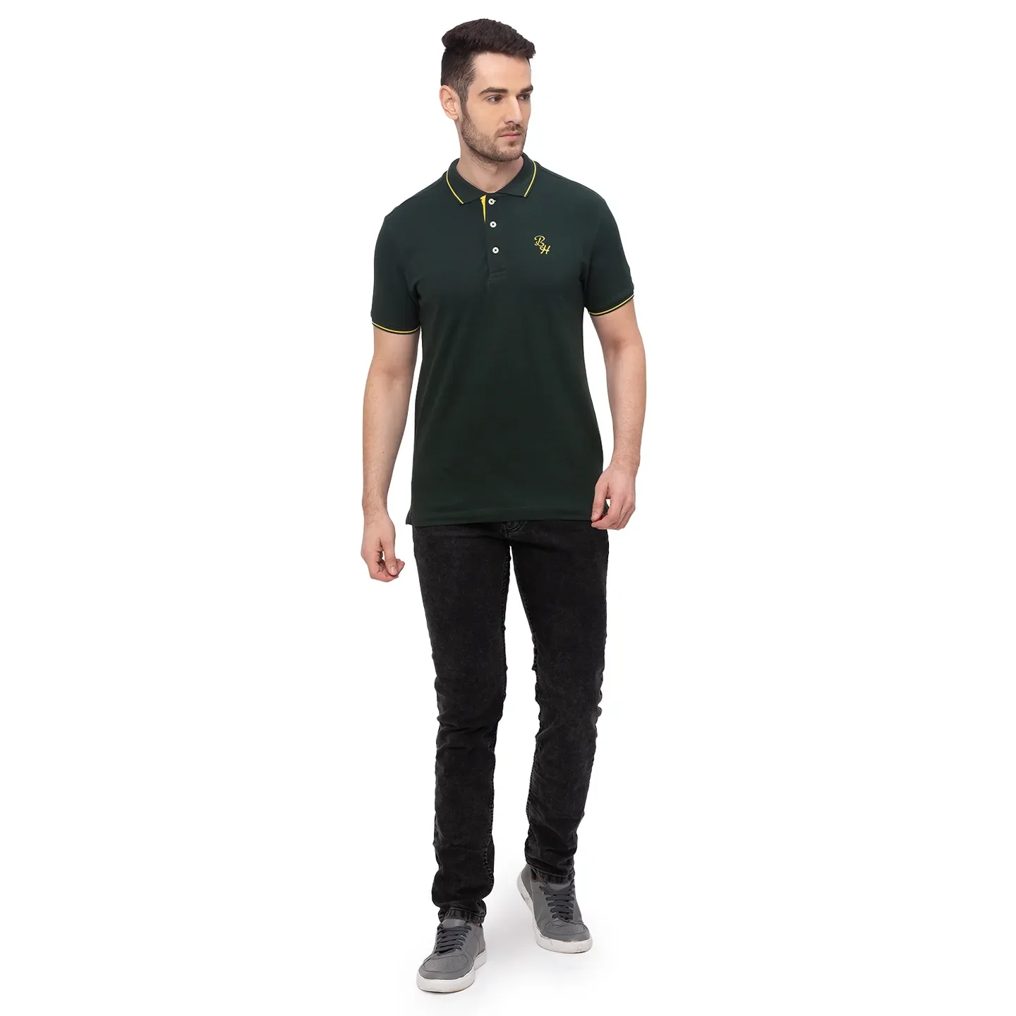 Green Regular Fit Men's Polo T-Shirt by Being Human Clothing - Image 5
