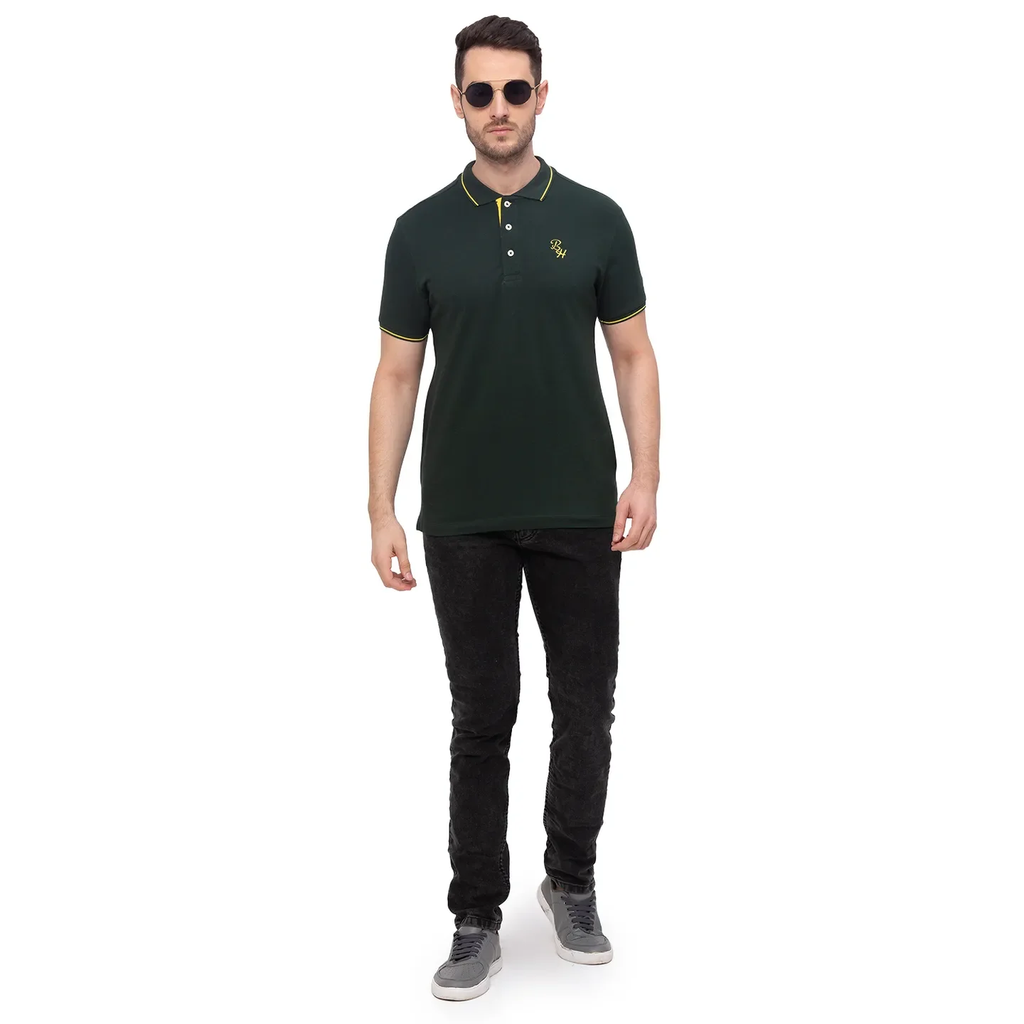 Green Regular Fit Men's Polo T-Shirt by Being Human Clothing - Image 6