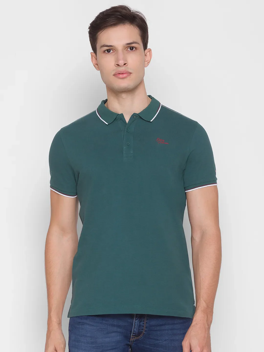 Green Regular Fit Men's Polo T-Shirt by Being Human Clothing