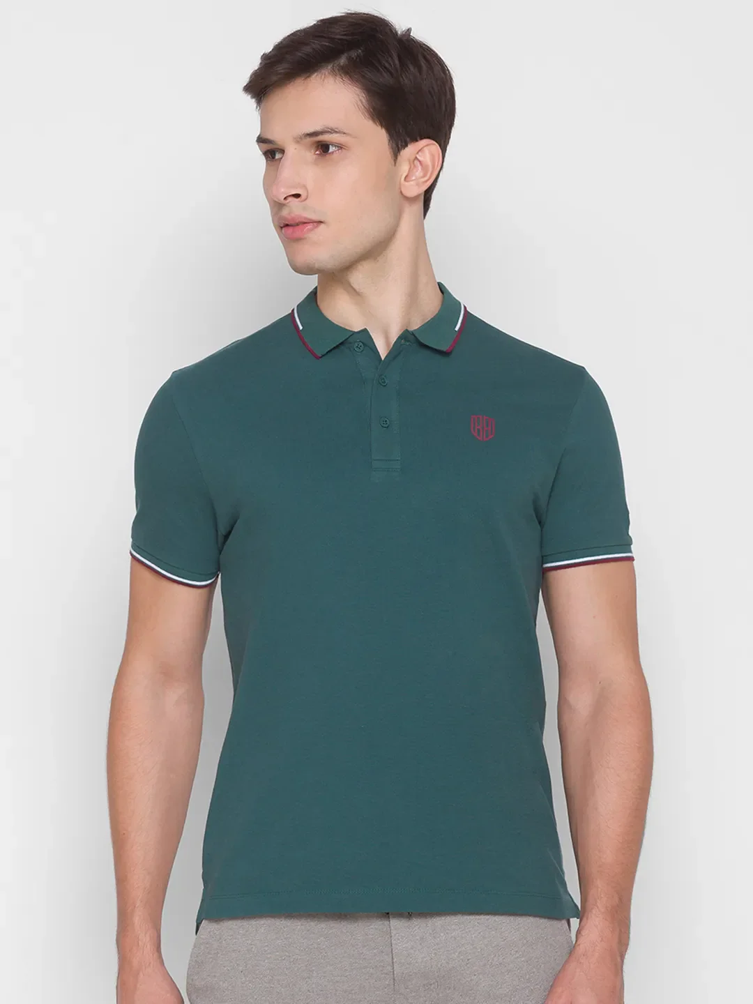 Green Regular Fit Men's Polo T-Shirt by Being Human Clothing