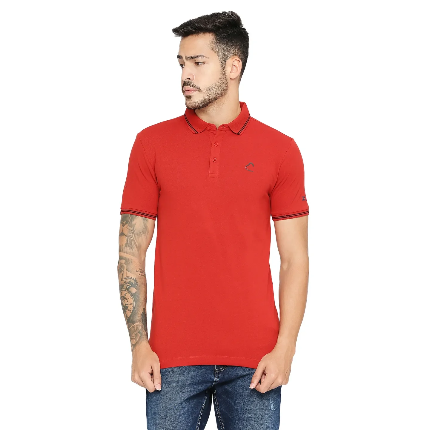 Red Regular Fit Men's Polo T-shirt by Being Human Clothing - Image 2