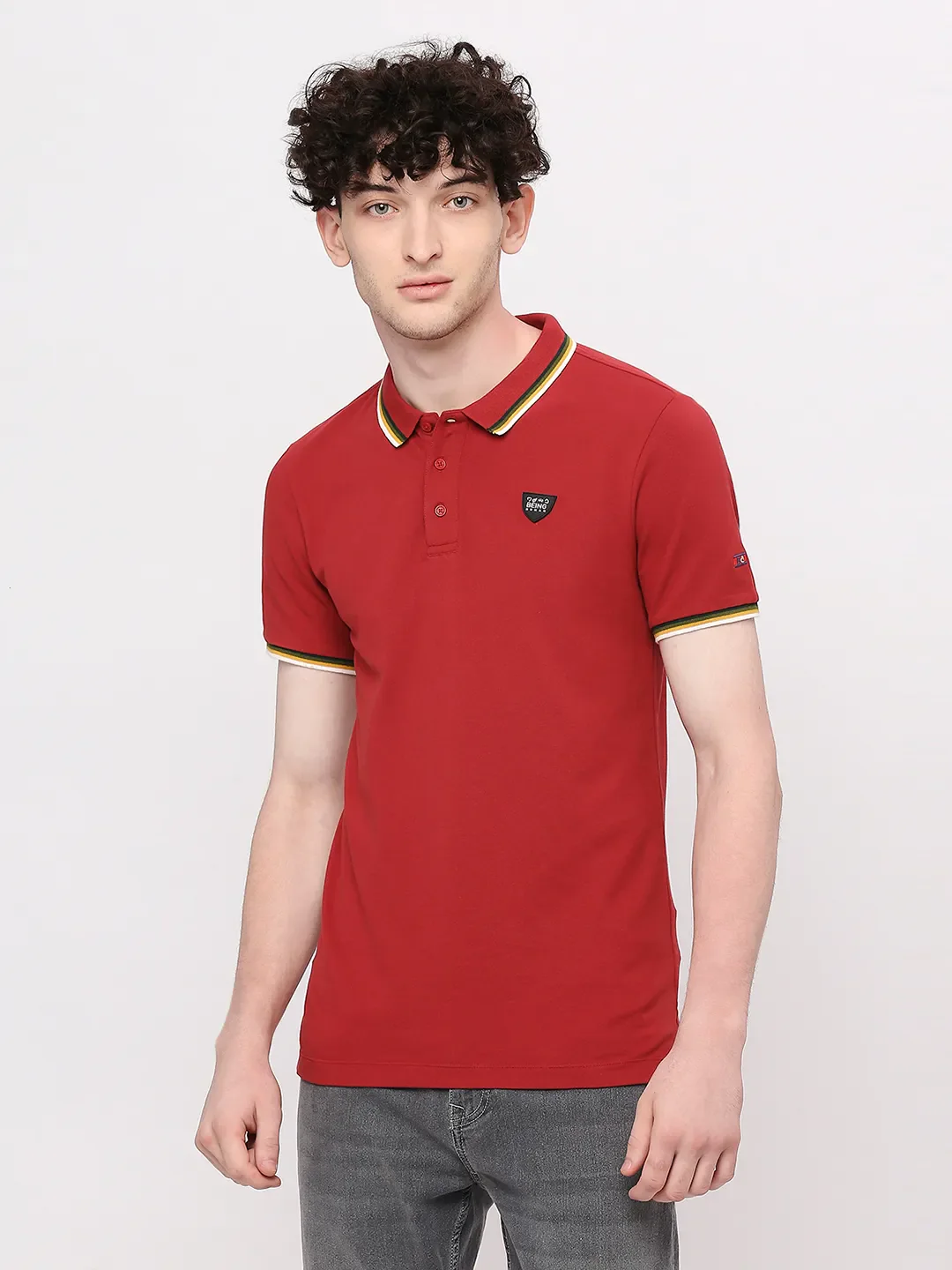 Red Regular Fit Men's Polo T-Shirt by Being Human Clothing - Image 11