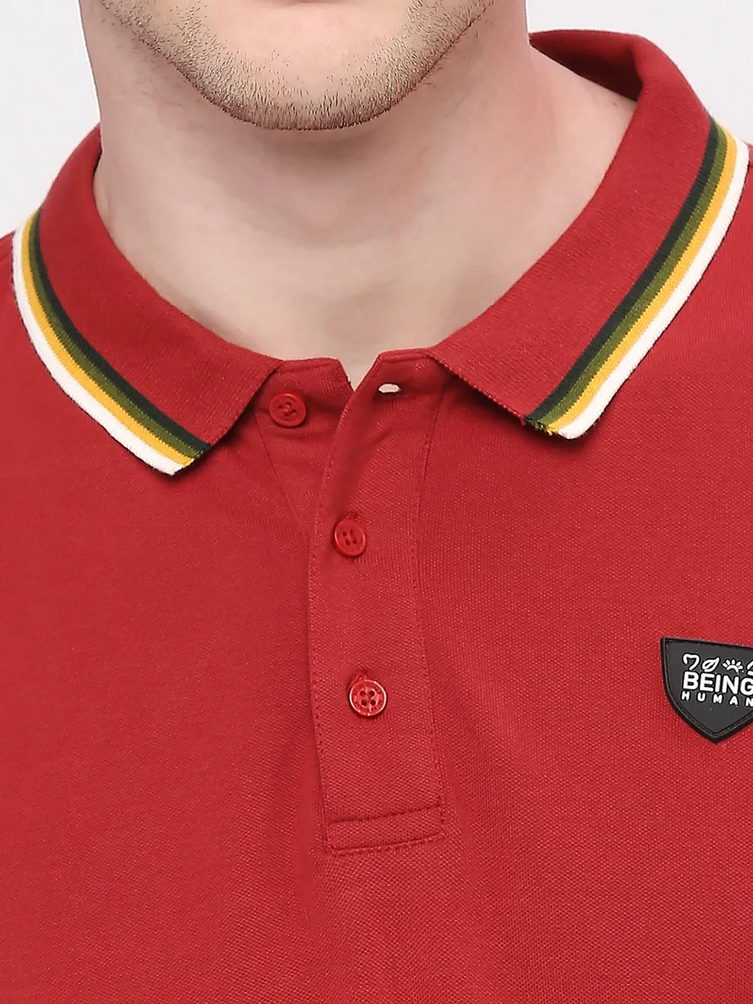 Red Regular Fit Men's Polo T-Shirt by Being Human Clothing - Image 2