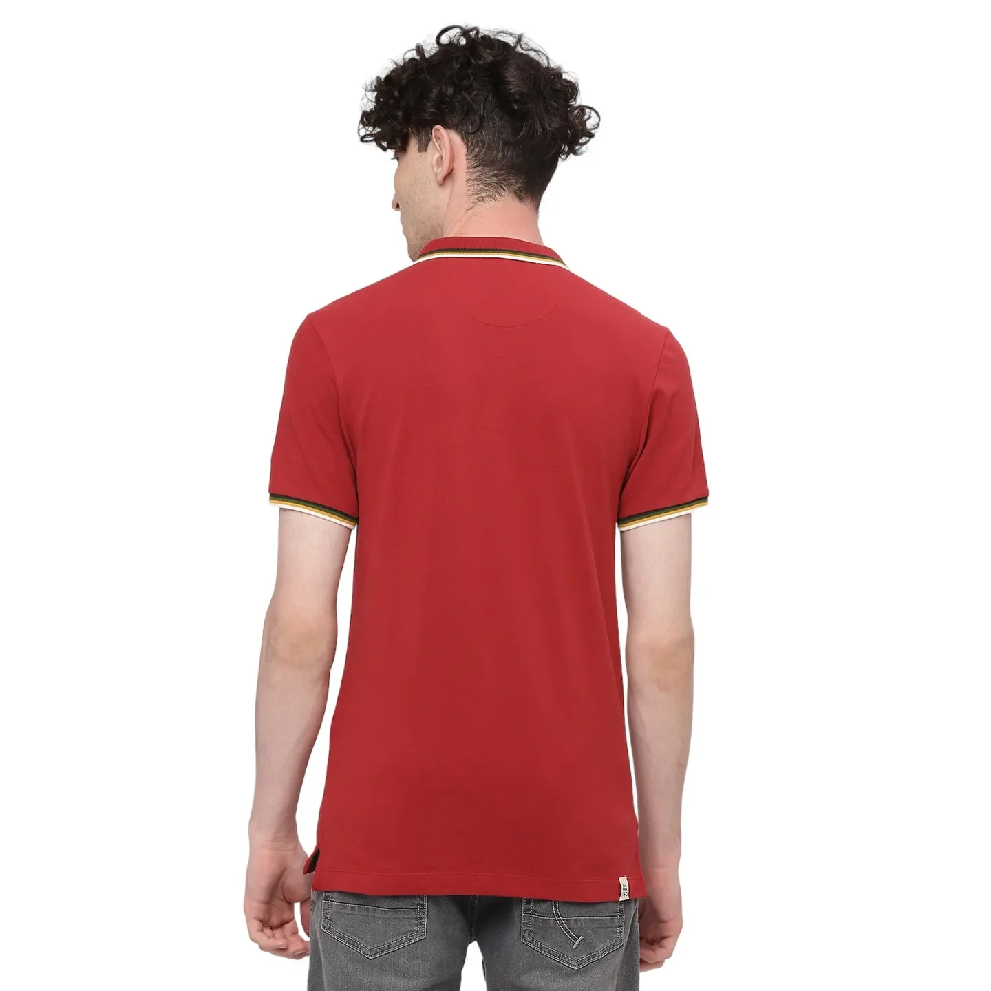 Red Regular Fit Men's Polo T-Shirt by Being Human Clothing - Image 3