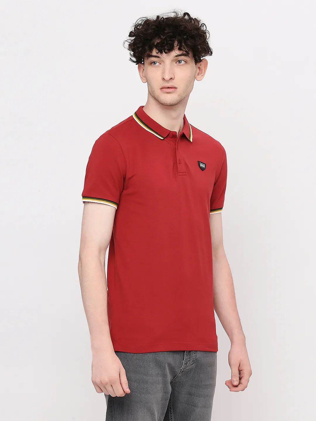 Red Regular Fit Men's Polo T-Shirt by Being Human Clothing - Image 6