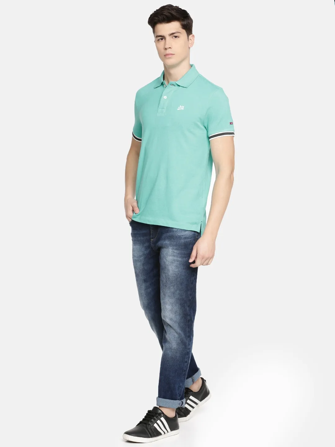 Blue Regular Fit Men's Polo T-Shirt by Being Human Clothing - Image 3