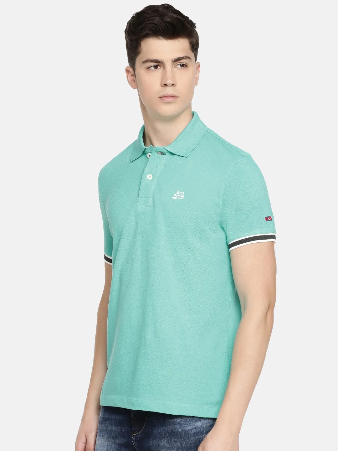 Blue Regular Fit Men's Polo T-Shirt by Being Human Clothing - Image 4