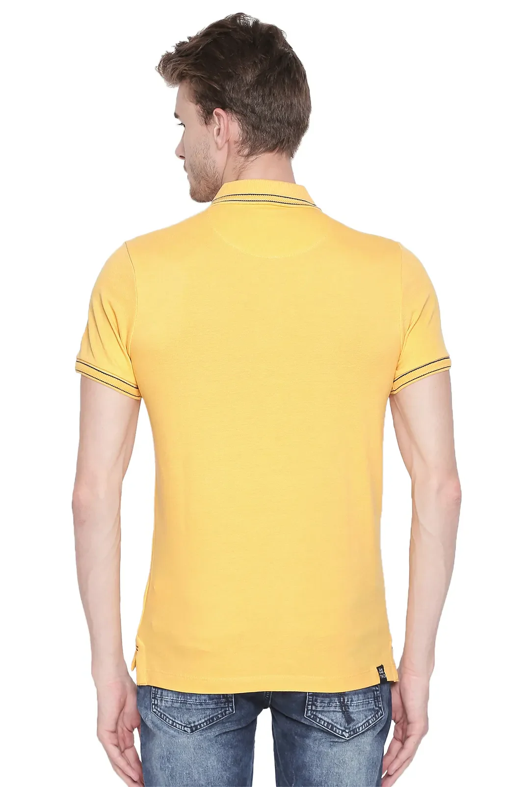 Yellow Regular Fit Men's Polo T-Shirt by Being Human Clothing - Image 3