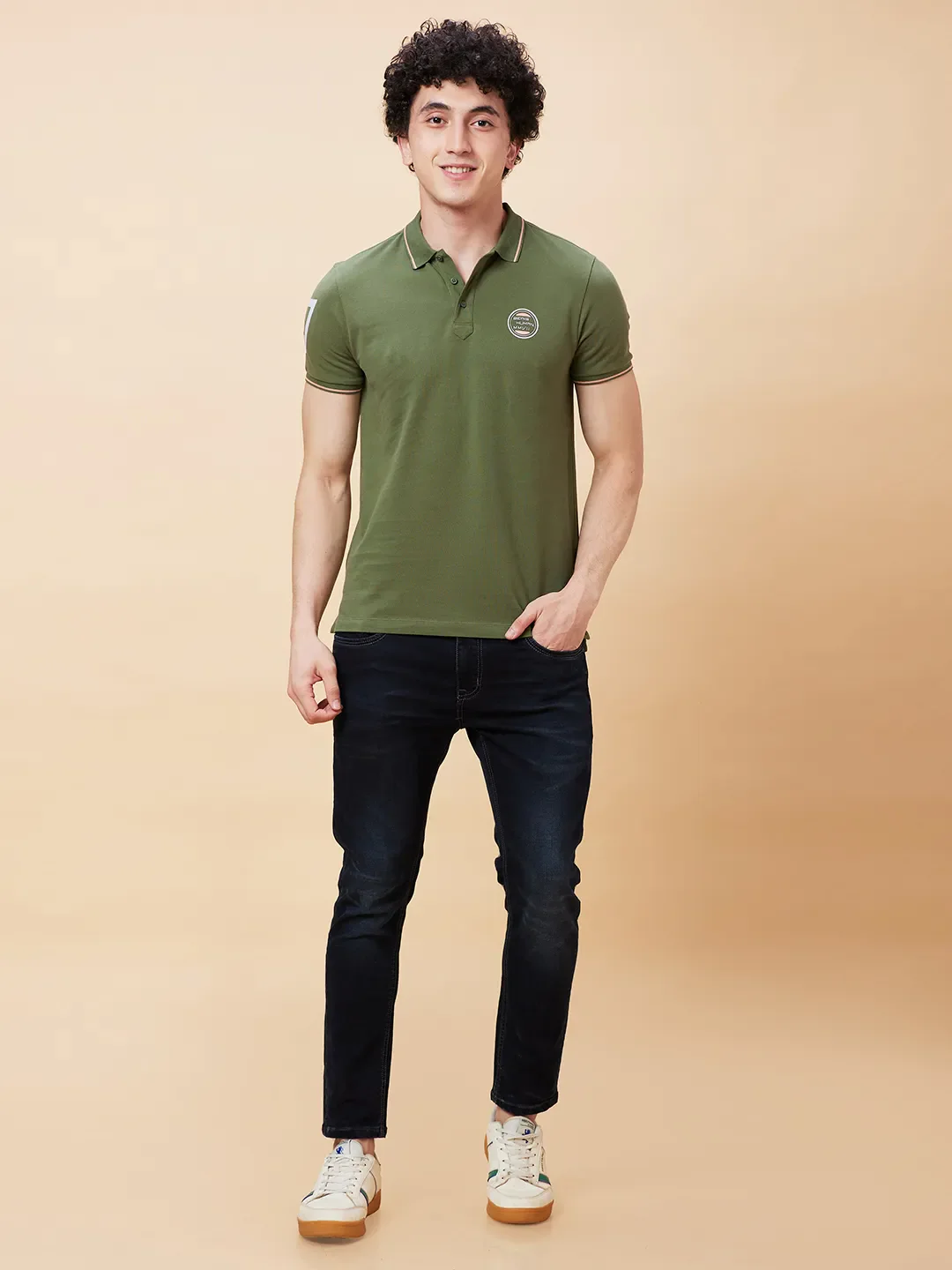 Green Regular Fit Men's Polo T-Shirt by Being Human Clothing - Image 6
