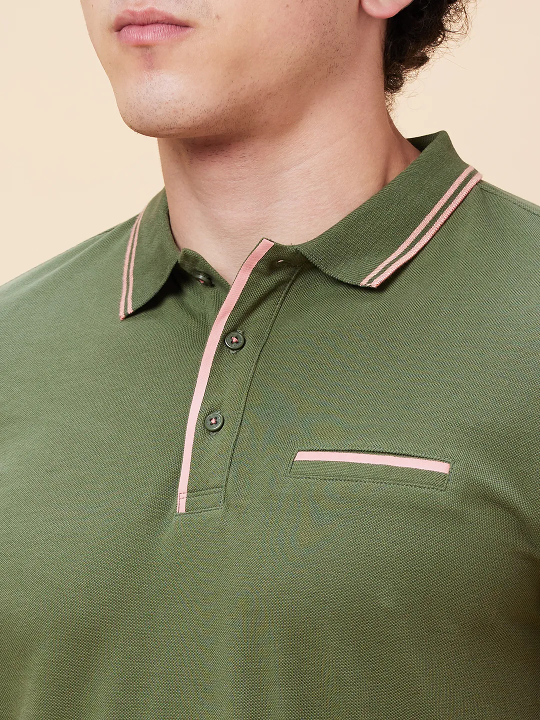 Bronze Green Regular Fit Men's Polo T-Shirt by Being Human Clothing - Image 5
