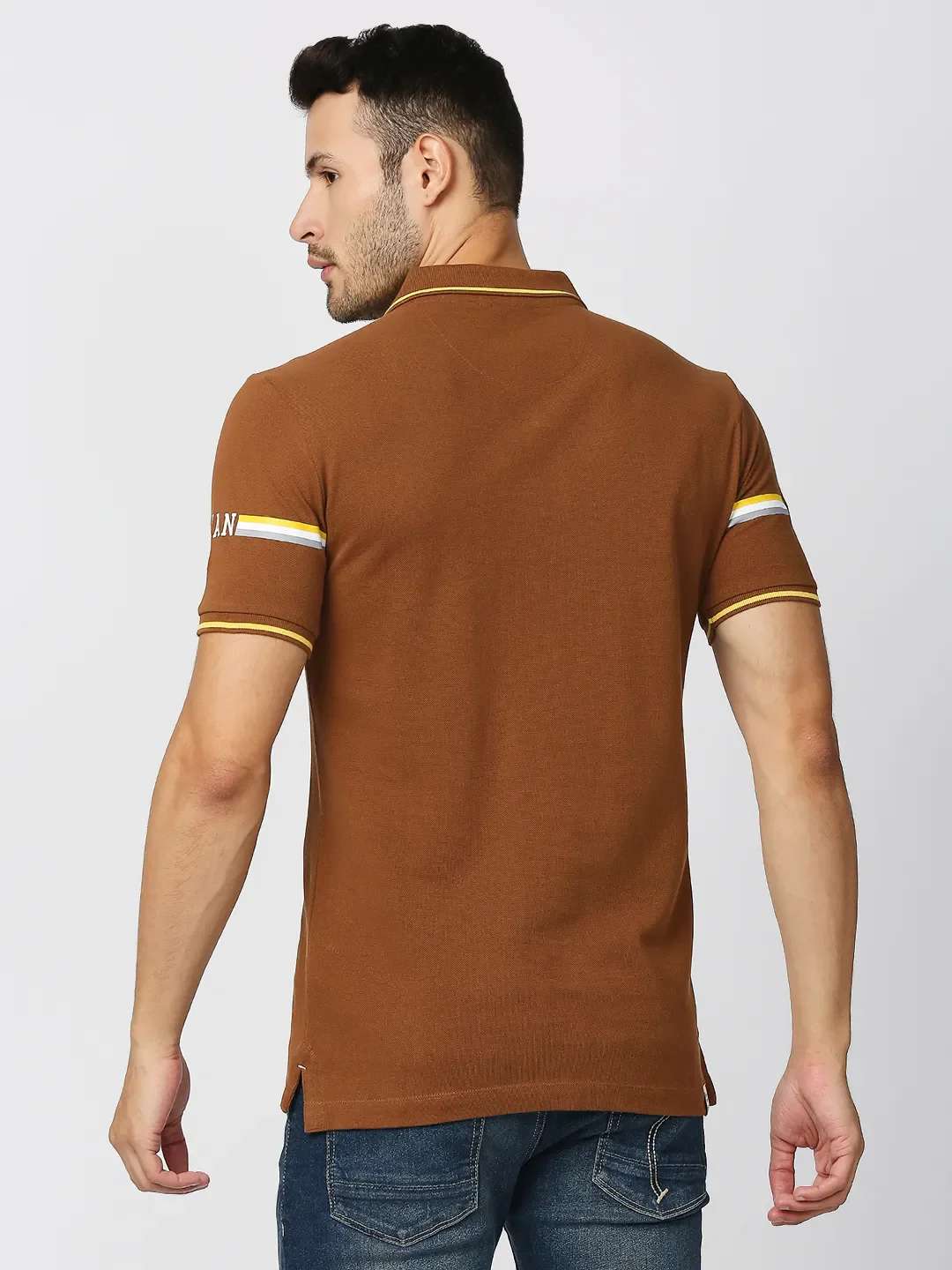 Brown Regular Fit Men's Polo T-Shirt by Being Human Clothing - Image 4