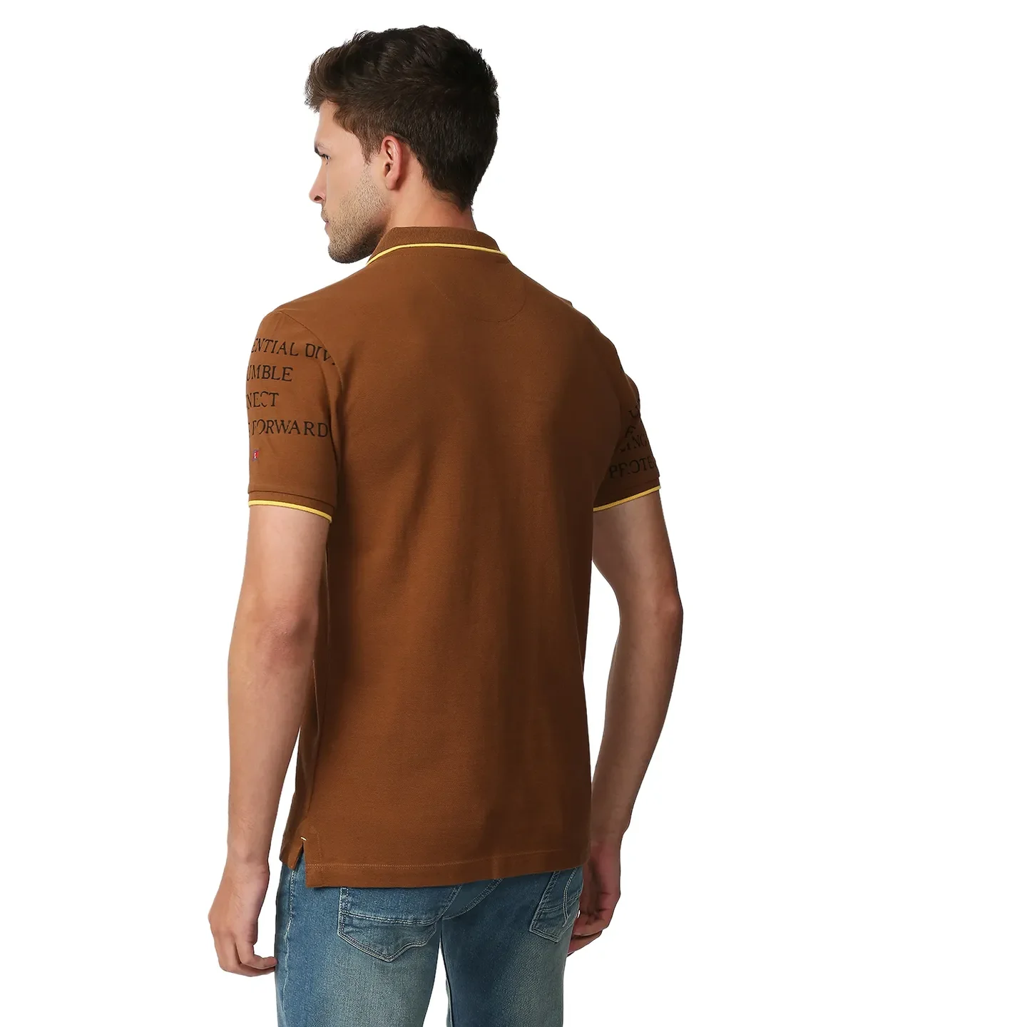 Brown Regular Fit Men's Polo T-Shirt by Being Human Clothing - Image 4