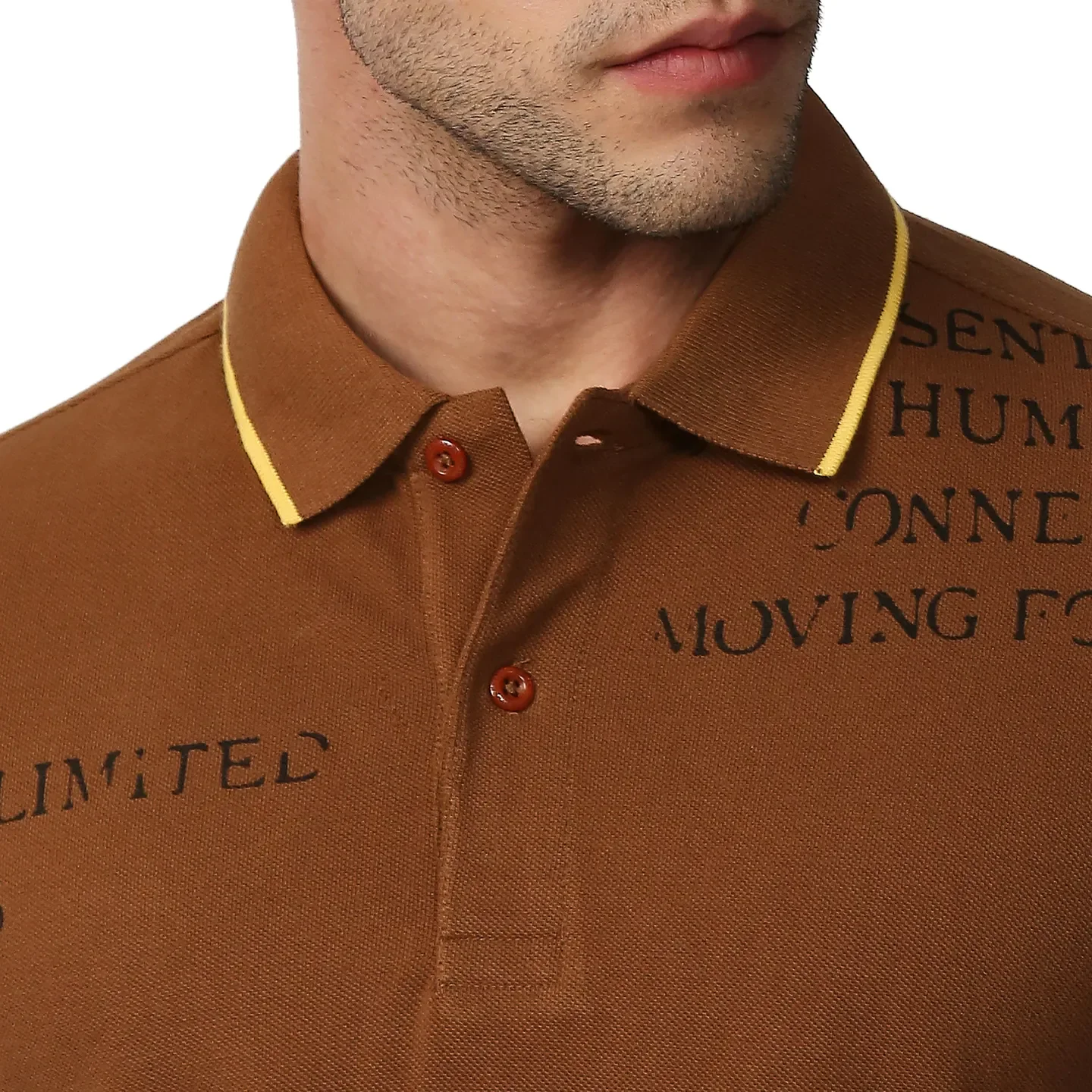 Brown Regular Fit Men's Polo T-Shirt by Being Human Clothing - Image 5