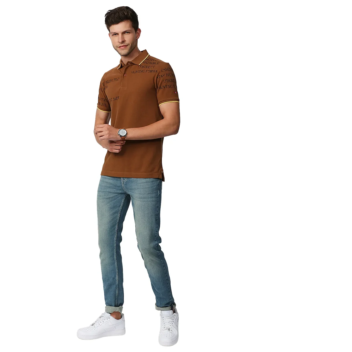 Brown Regular Fit Men's Polo T-Shirt by Being Human Clothing - Image 6