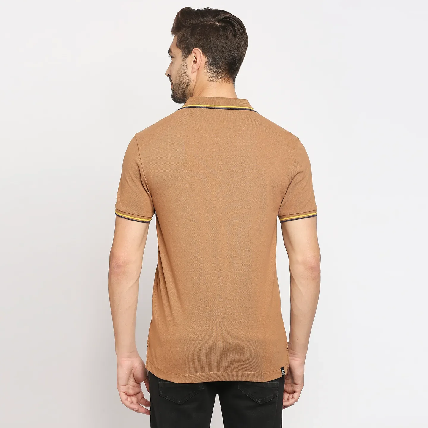 Brown Regular Fit Men's Polo T-Shirt by Being Human Clothing - Image 4
