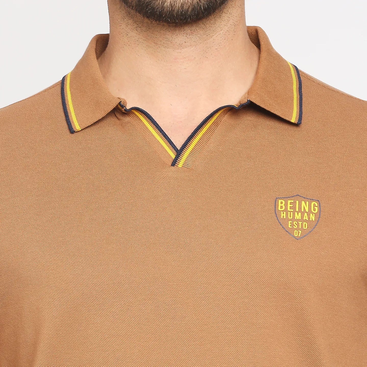 Brown Regular Fit Men's Polo T-Shirt by Being Human Clothing - Image 5