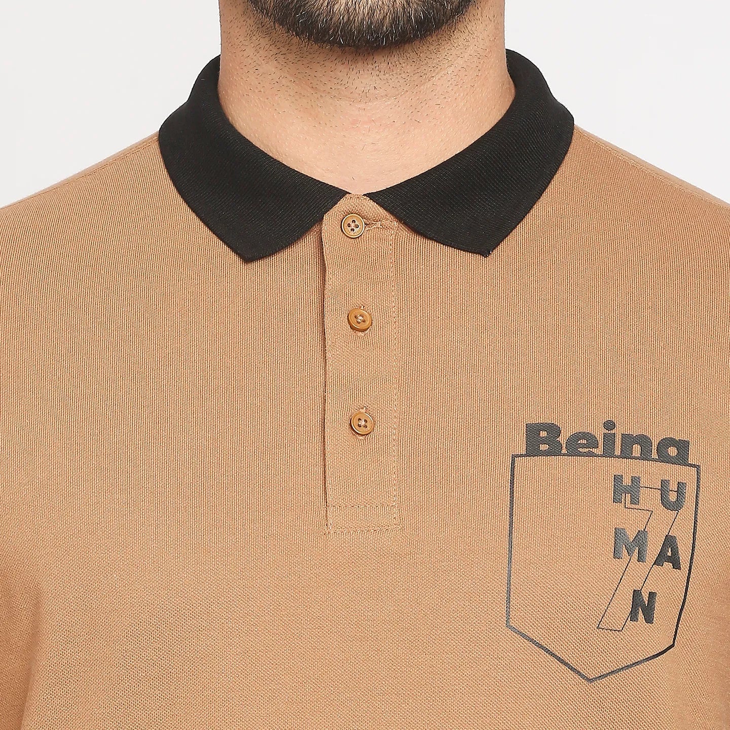 Brown Regular Fit Men's Polo T-Shirt by Being Human Clothing - Image 5