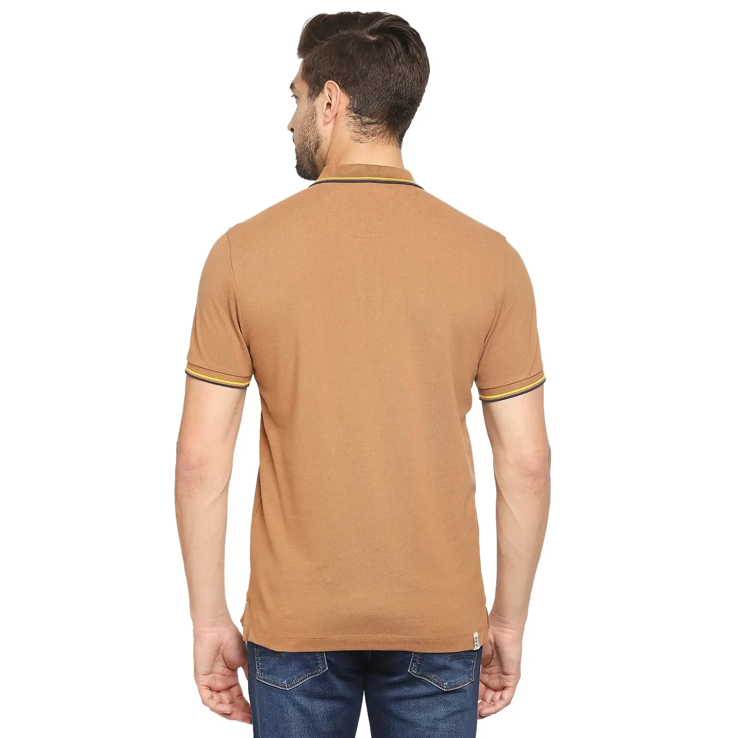Brown Regular Fit Men's Polo T-Shirt by Being Human Clothing - Image 4