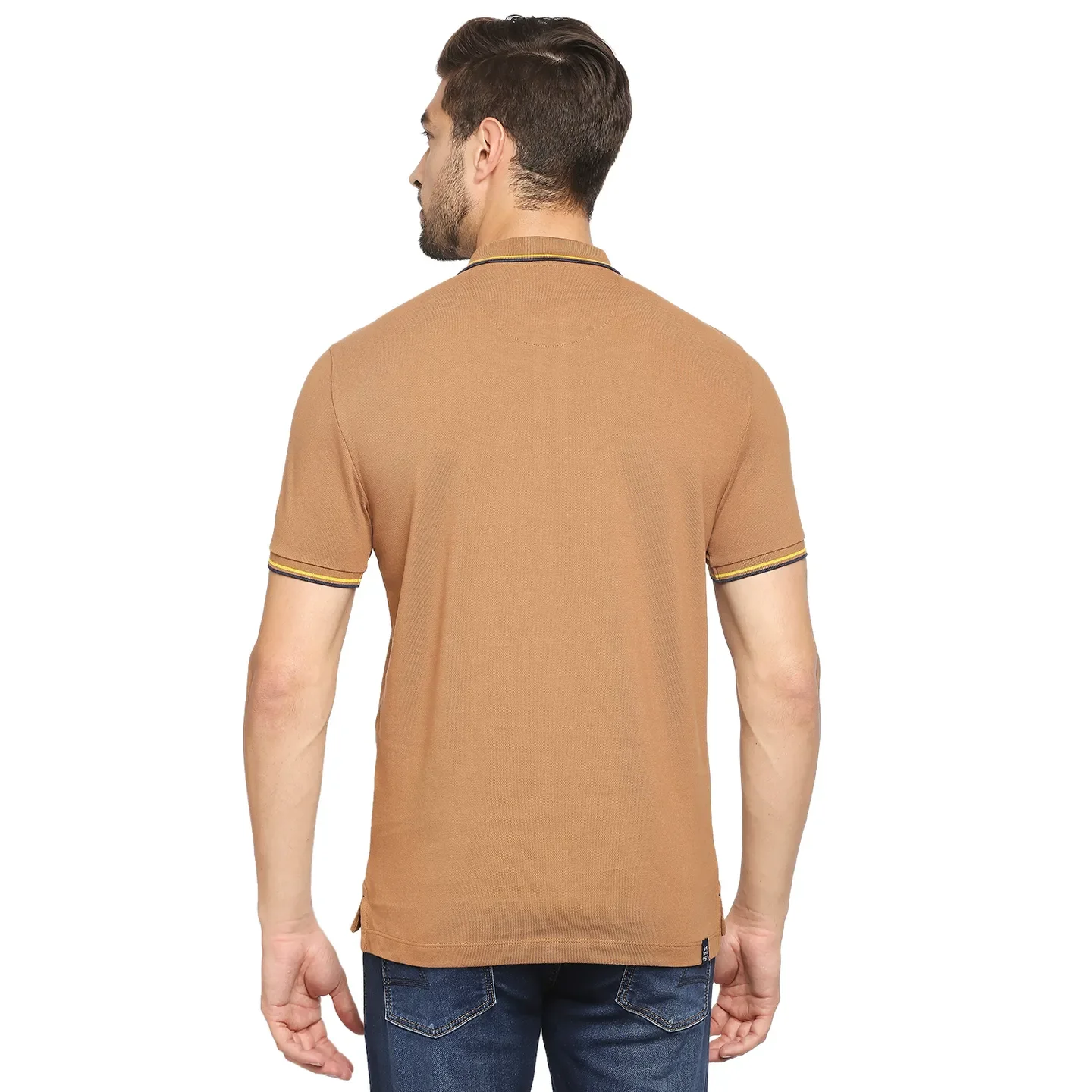 Brown Regular Fit Men's Polo T-Shirt by Being Human Clothing - Image 4