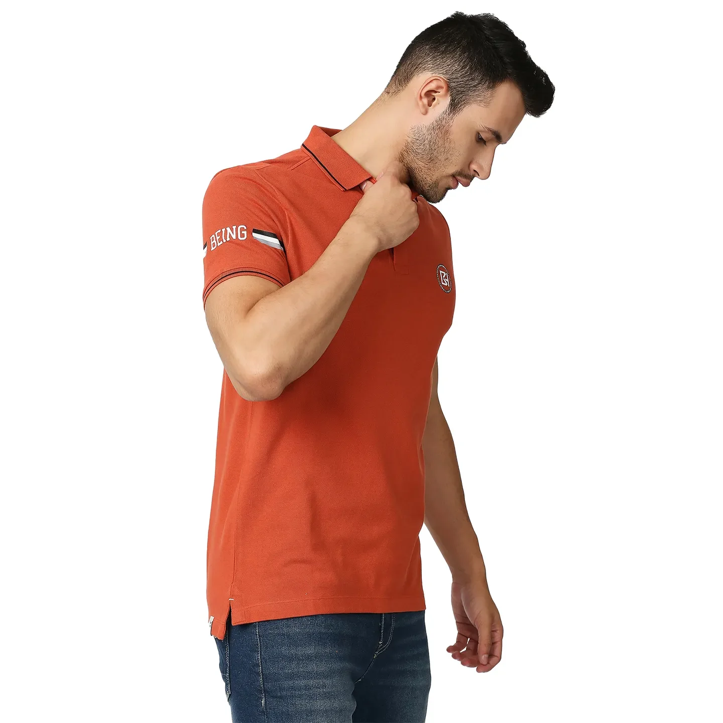 Red Regular Fit Men's Polo T-Shirt by Being Human Clothing - Image 3