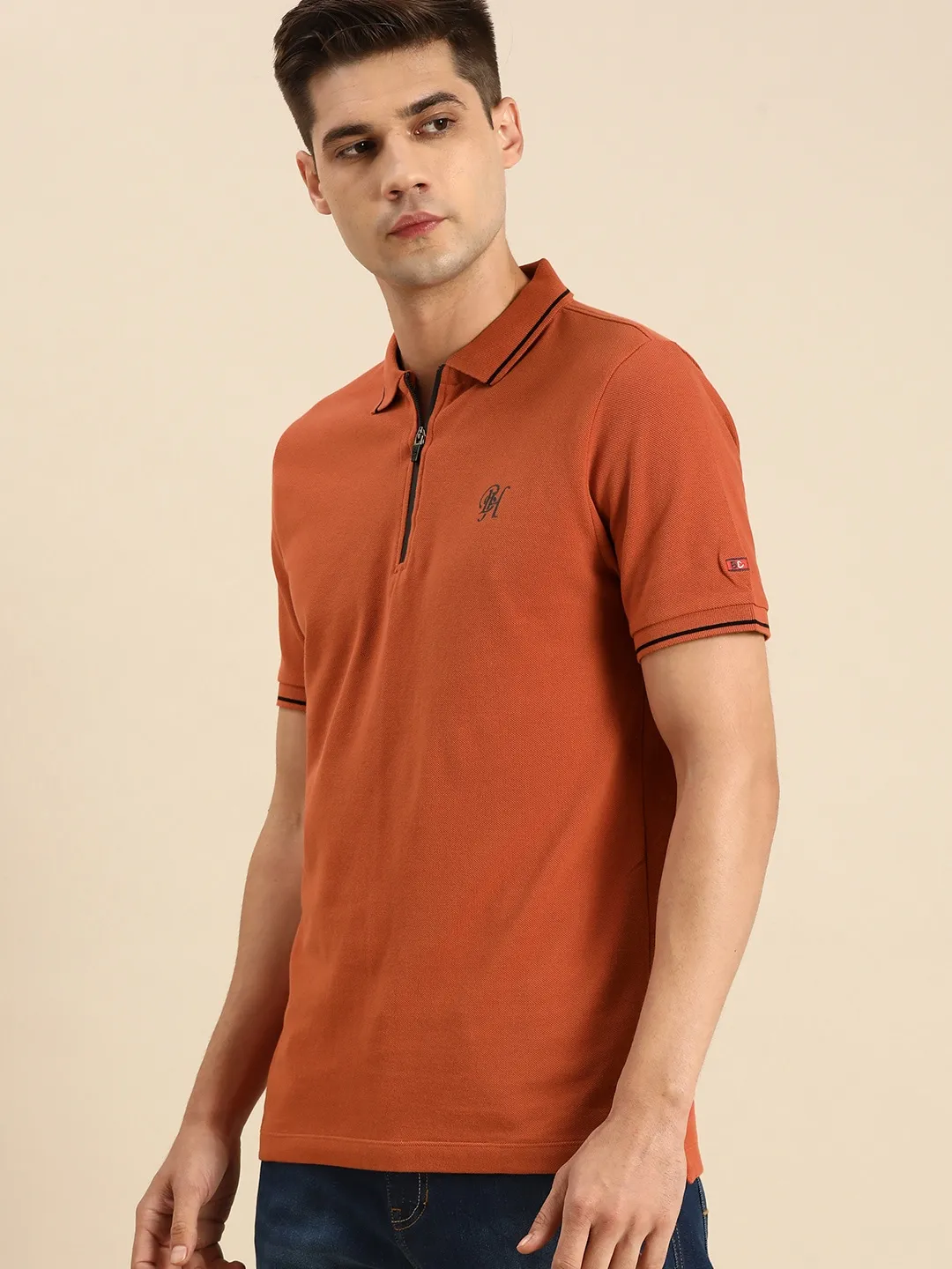 Brown Regular Fit Men's Polo T-Shirt by Being Human Clothing - Image 2