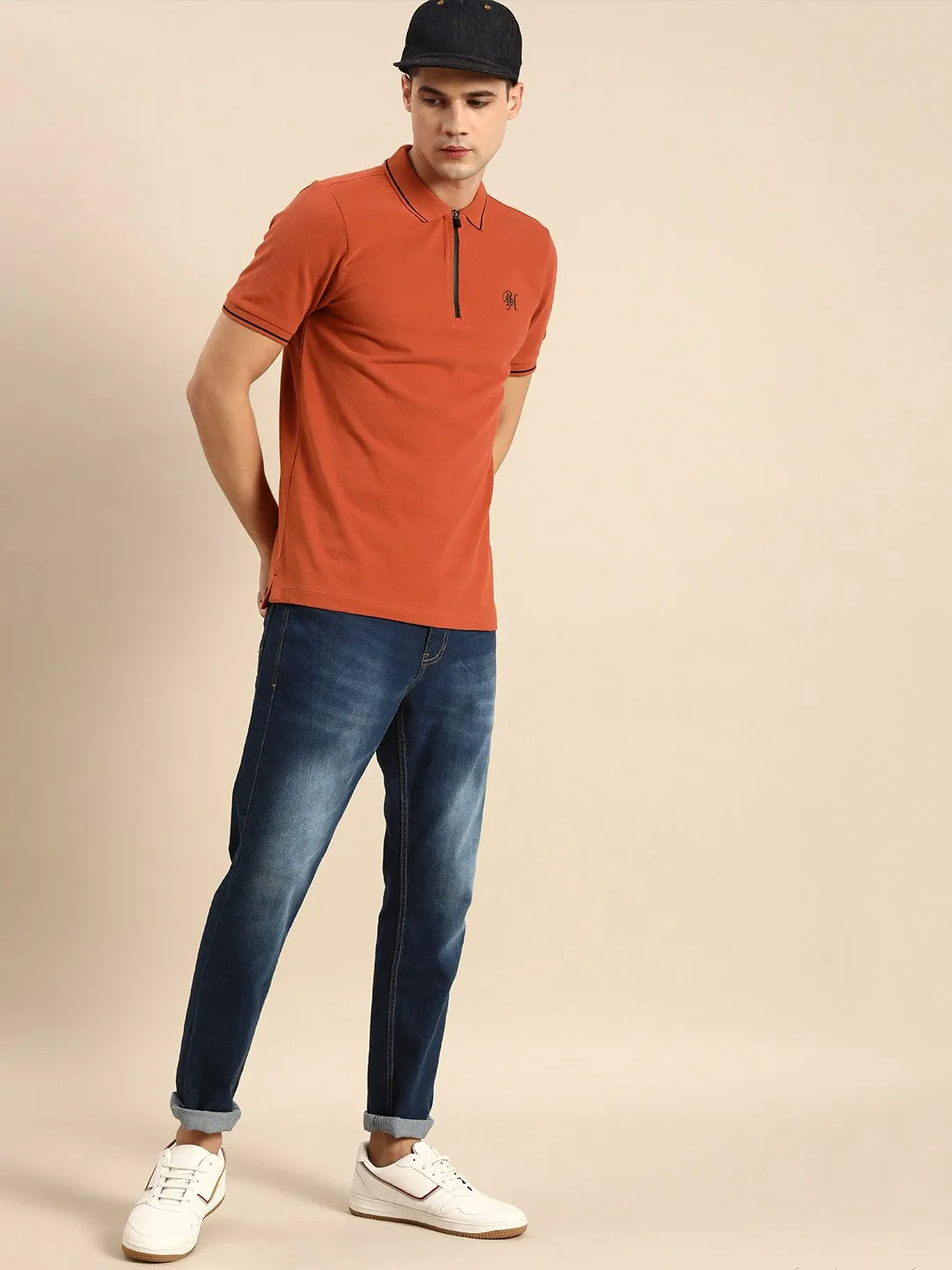 Brown Regular Fit Men's Polo T-Shirt by Being Human Clothing - Image 5